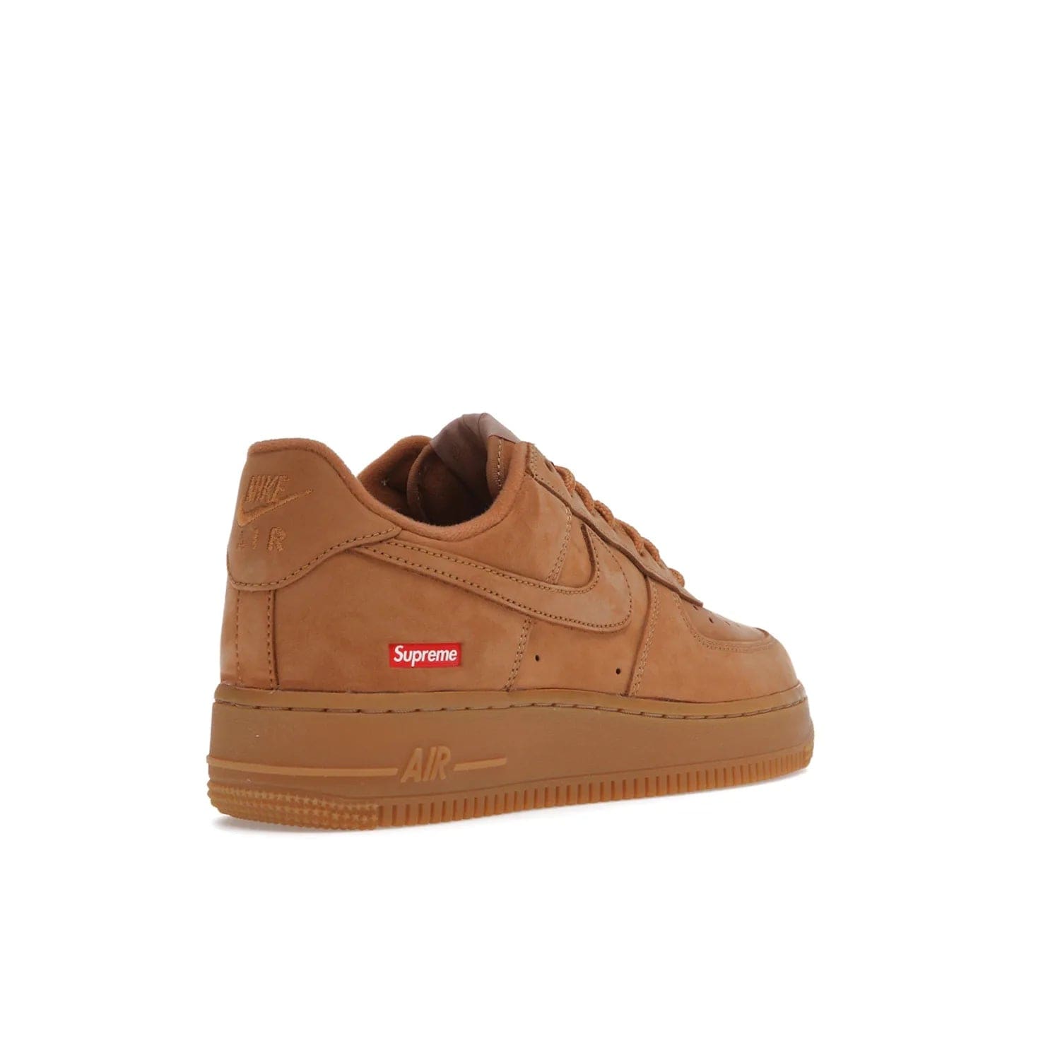 Nike Air Force 1 Low SP Supreme Wheat - Image 32 - Only at www.BallersClubKickz.com - A luxe Flax Durabuck upper and Supreme Box Logo insignias on the lateral heels make the Nike Air Force 1 Low SP Supreme Wheat a stylish lifestyle shoe. Matching Flax Air sole adds a classic touch to this collaboration between Nike and Supreme. Make a statement with this edition of the classic Air Force 1 Low.
