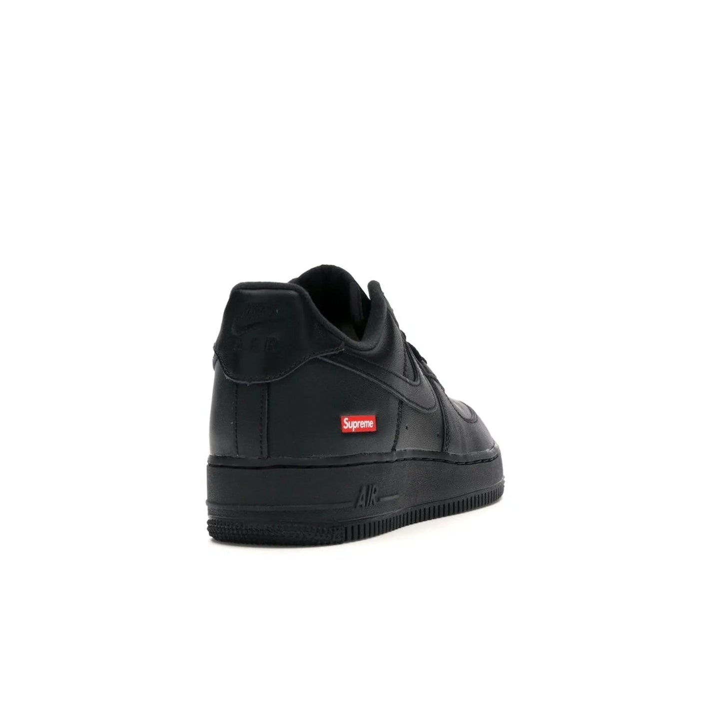 Nike Air Force 1 Low Supreme Black - Image 30 - Only at www.BallersClubKickz.com - Iconic style meets classic black design in the Nike Air Force 1 Low Supreme Black. Featuring a luxe leather upper and red Supreme Box Logo at the heel, these sneakers released in March 2020, and now available.