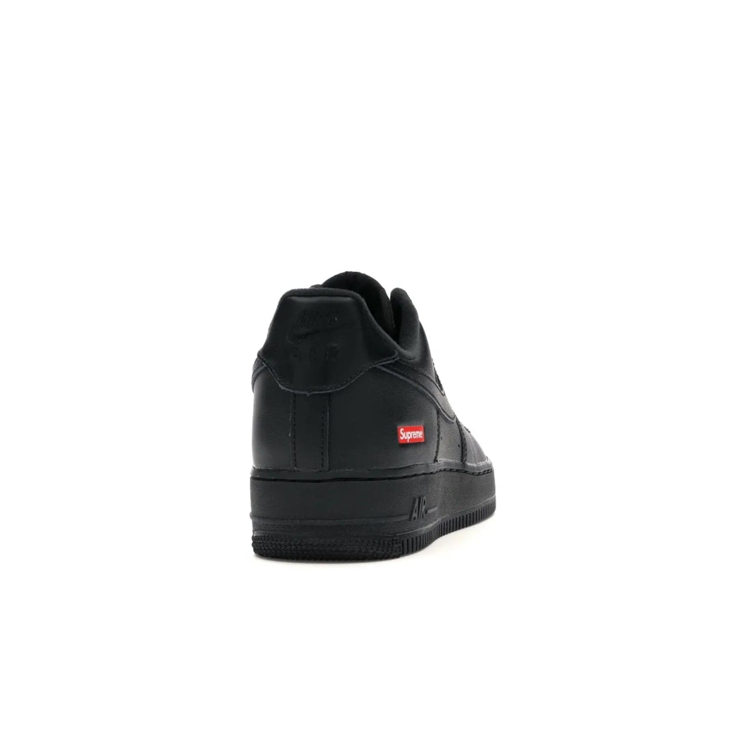 Nike Air Force 1 Low Supreme Black - Image 29 - Only at www.BallersClubKickz.com - Iconic style meets classic black design in the Nike Air Force 1 Low Supreme Black. Featuring a luxe leather upper and red Supreme Box Logo at the heel, these sneakers released in March 2020, and now available.