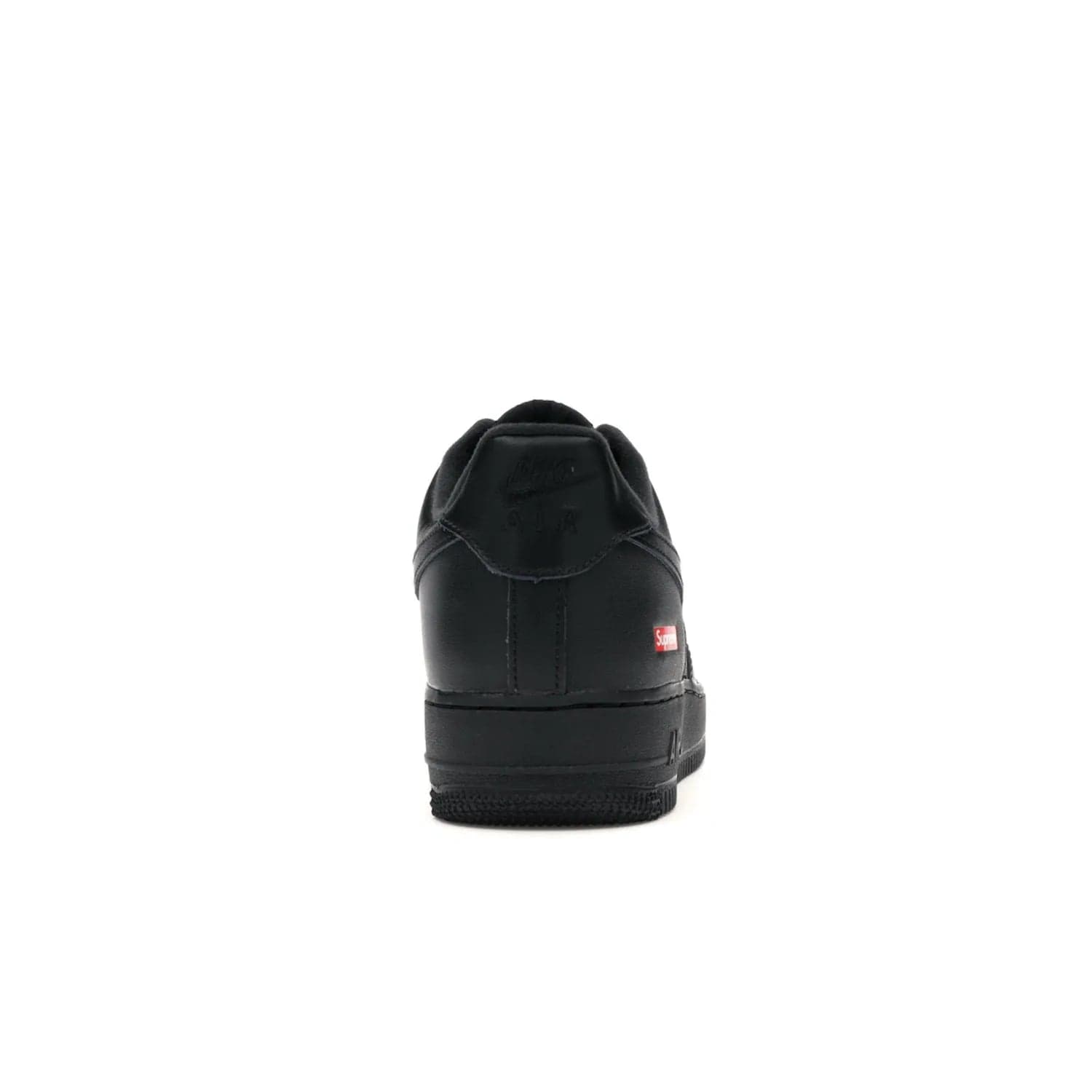 Nike Air Force 1 Low Supreme Black - Image 28 - Only at www.BallersClubKickz.com - Iconic style meets classic black design in the Nike Air Force 1 Low Supreme Black. Featuring a luxe leather upper and red Supreme Box Logo at the heel, these sneakers released in March 2020, and now available.