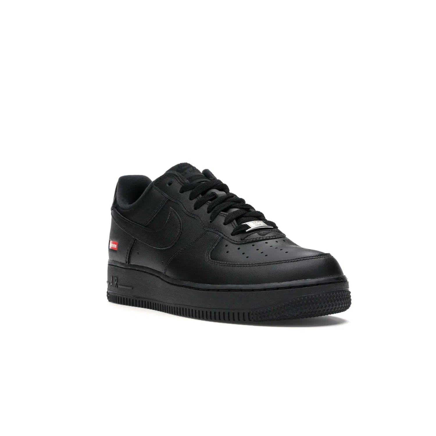 Nike Air Force 1 Low Supreme Black - Image 6 - Only at www.BallersClubKickz.com - Iconic style meets classic black design in the Nike Air Force 1 Low Supreme Black. Featuring a luxe leather upper and red Supreme Box Logo at the heel, these sneakers released in March 2020, and now available.