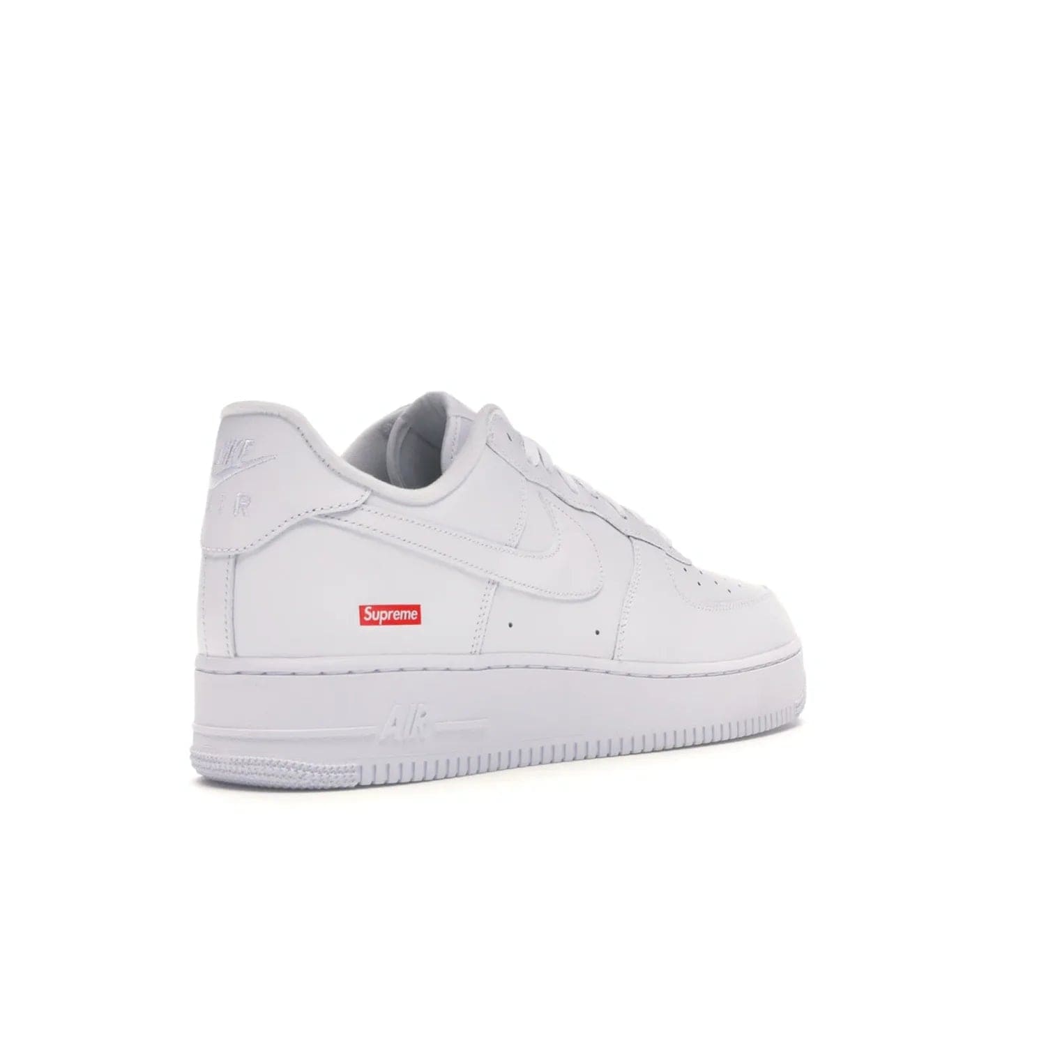 Nike Air Force 1 Low Supreme White - Image 32 - Only at www.BallersClubKickz.com - The Nike Air Force 1 Low Supreme White - a classic all-white design featuring premium leather and the iconic red Supreme Box Logo. Iconic sneakers embodying NYC style and culture. Released March 2020.