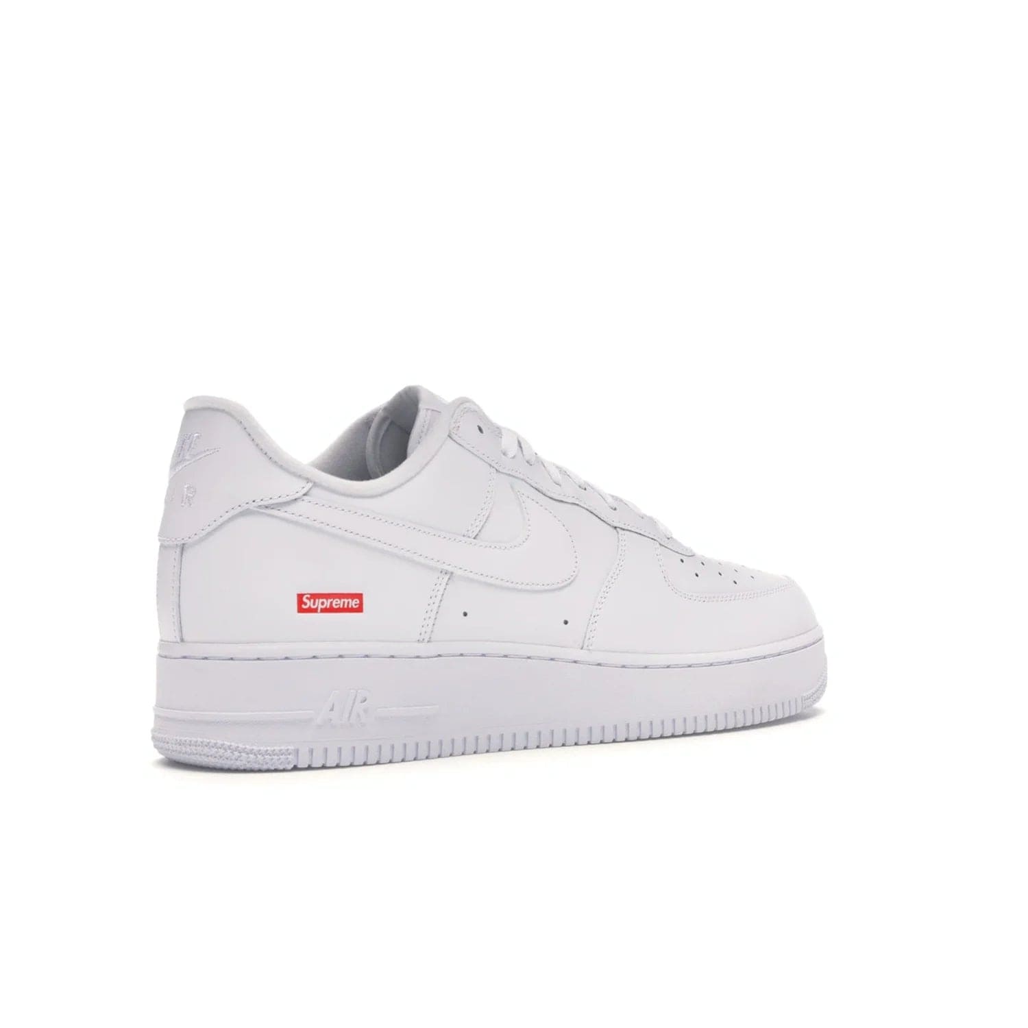 Nike Air Force 1 Low Supreme White - Image 33 - Only at www.BallersClubKickz.com - The Nike Air Force 1 Low Supreme White - a classic all-white design featuring premium leather and the iconic red Supreme Box Logo. Iconic sneakers embodying NYC style and culture. Released March 2020.