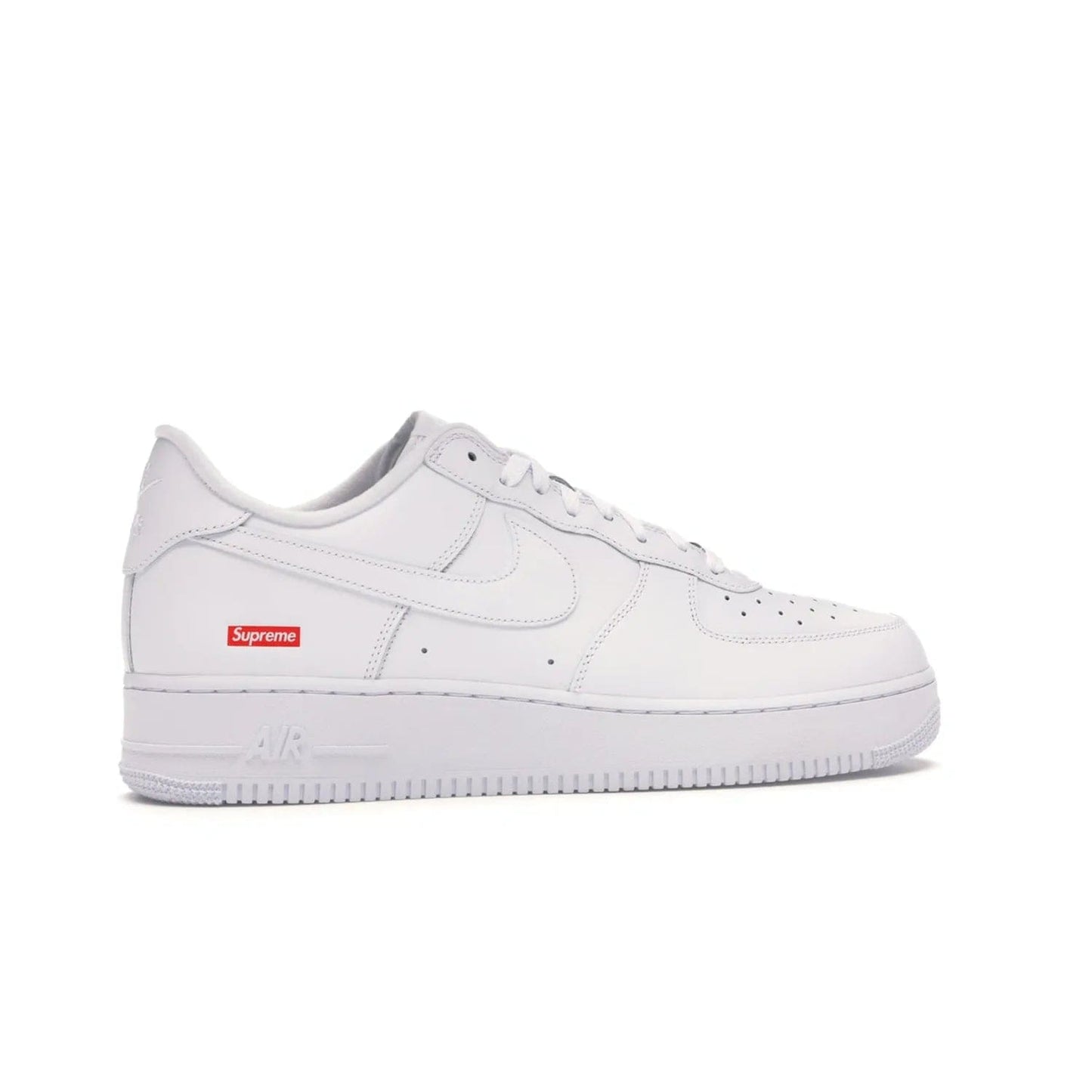 Nike Air Force 1 Low Supreme White - Image 35 - Only at www.BallersClubKickz.com - The Nike Air Force 1 Low Supreme White - a classic all-white design featuring premium leather and the iconic red Supreme Box Logo. Iconic sneakers embodying NYC style and culture. Released March 2020.