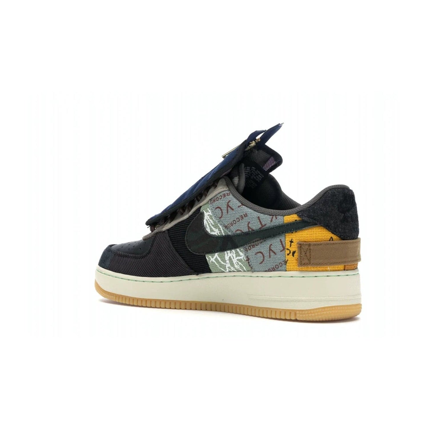 Nike Air Force 1 Low Travis Scott Cactus Jack - Image 23 - Only at www.BallersClubKickz.com - The Nike Air Force 1 Low Travis Scott Cactus Jack features a unique, multi-colored patchwork upper with muted bronze and fossil accents. Includes detachable lace cover, brass zipper, and Cactus Jack insignias. A sail midsole, gum rubber outsole complete the eye-catching design. Perfect for comfort and style with unexpected touches of detail.