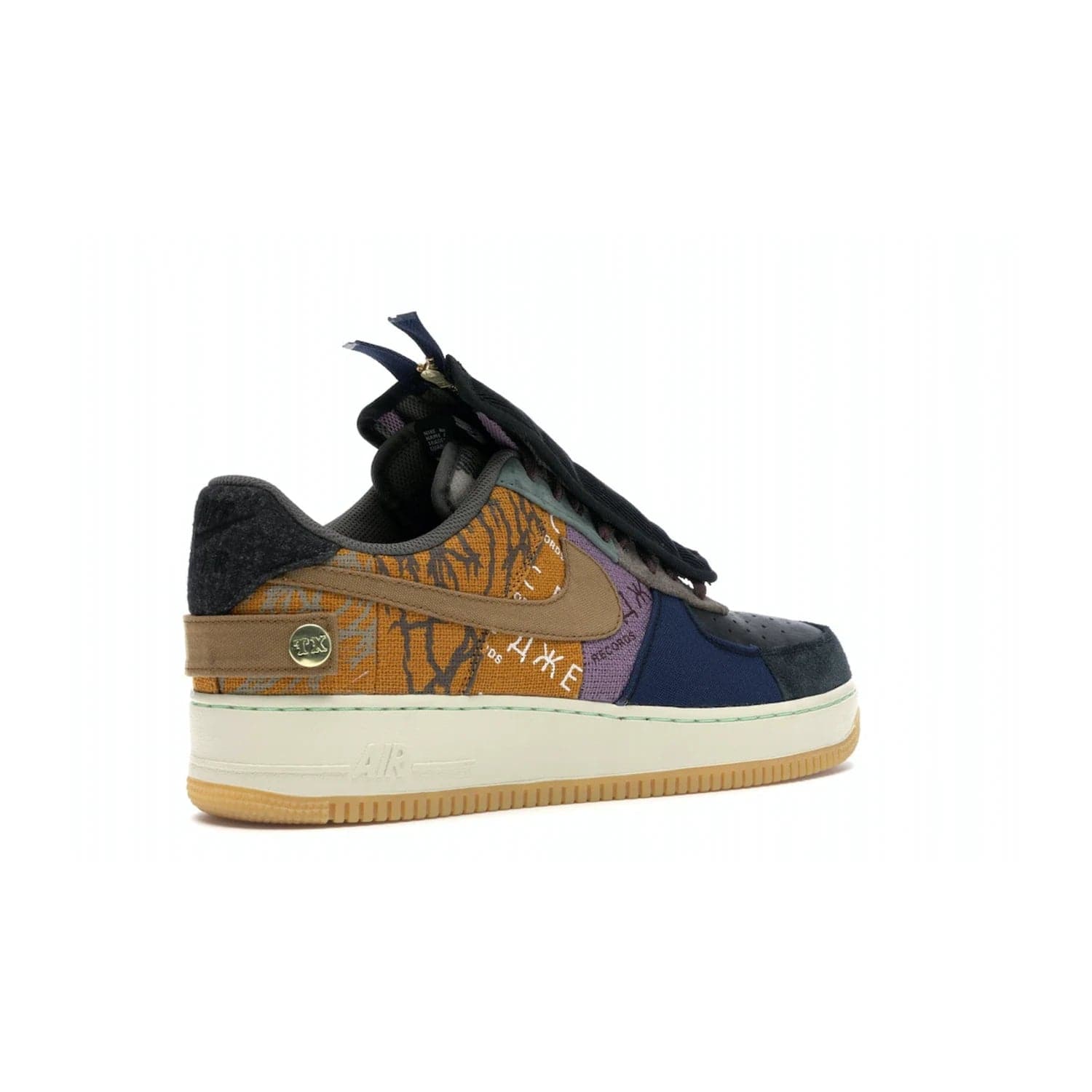 Nike Air Force 1 Low Travis Scott Cactus Jack - Image 33 - Only at www.BallersClubKickz.com - The Nike Air Force 1 Low Travis Scott Cactus Jack features a unique, multi-colored patchwork upper with muted bronze and fossil accents. Includes detachable lace cover, brass zipper, and Cactus Jack insignias. A sail midsole, gum rubber outsole complete the eye-catching design. Perfect for comfort and style with unexpected touches of detail.