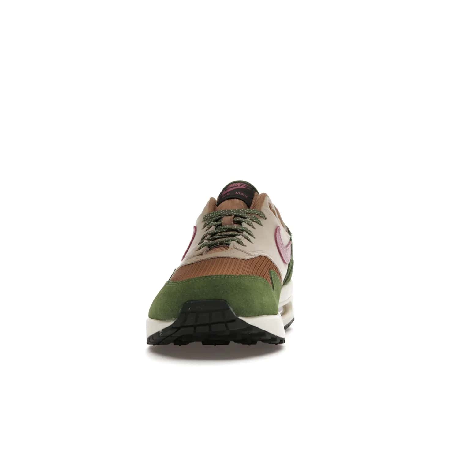 Nike Air Max 1 SH Treeline - Image 11 - Only at www.BallersClubKickz.com - A classic Nike Air Max 1 SH Treeline with a brown mesh upper, taupe Durabuck overlays, and hairy green suede details. Light Bordeaux Swoosh and woven tongue label for a pop of color. Released in May 2022. Perfect for any outfit and sure to impress.