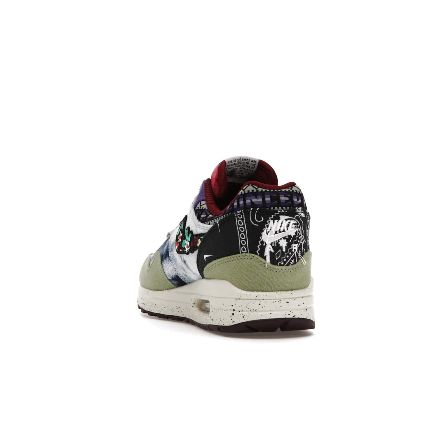 Nike Air Max 1 SP Concepts Mellow - Image 26 - Only at www.BallersClubKickz.com - The Nike Air Max 1 SP Concepts Mellow combines classic and modern style with unique materials, embroidery, and a speckled sole. Get heads turning with this stylish sneaker, releasing March 2022.