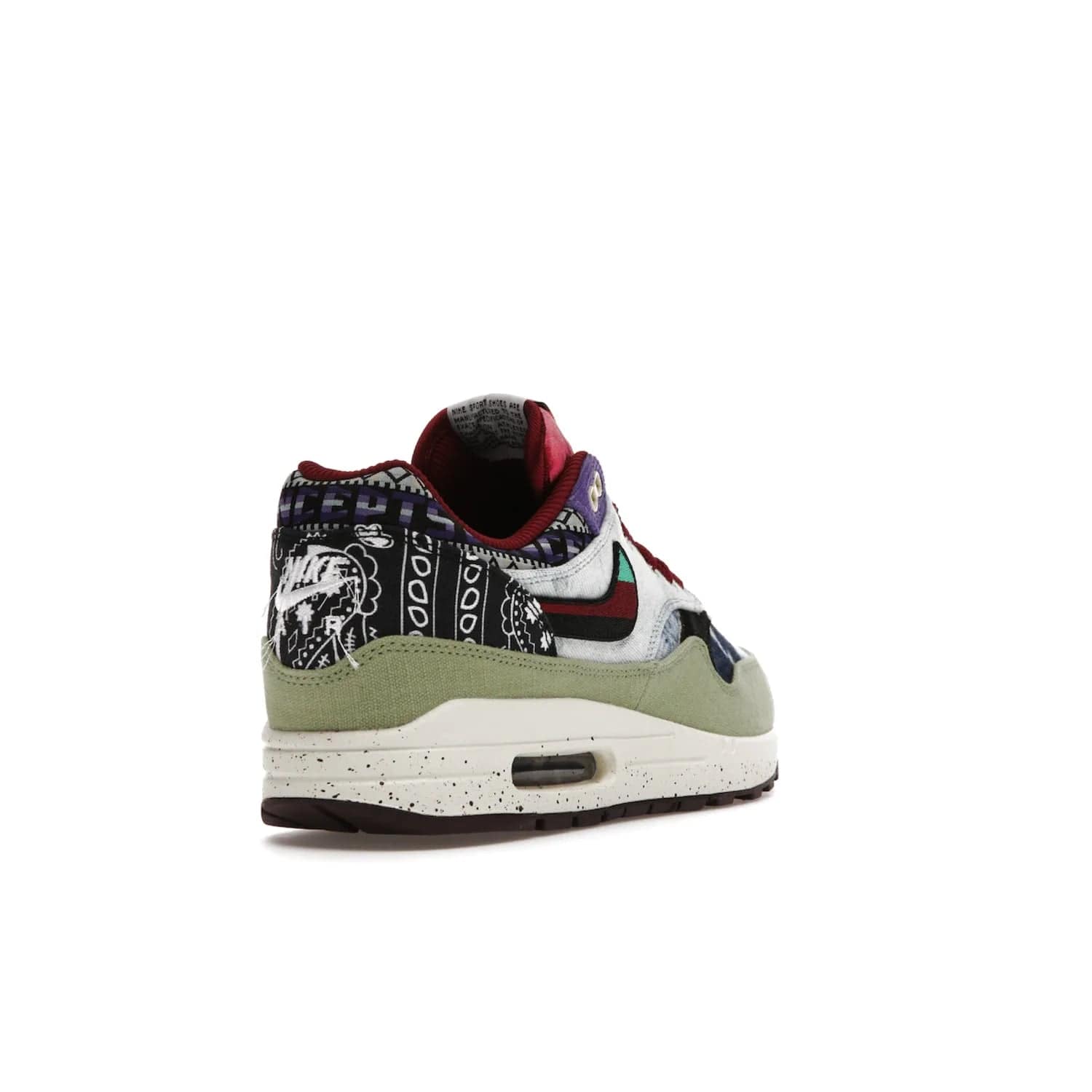 Nike Air Max 1 SP Concepts Mellow - Image 31 - Only at www.BallersClubKickz.com - The Nike Air Max 1 SP Concepts Mellow combines classic and modern style with unique materials, embroidery, and a speckled sole. Get heads turning with this stylish sneaker, releasing March 2022.