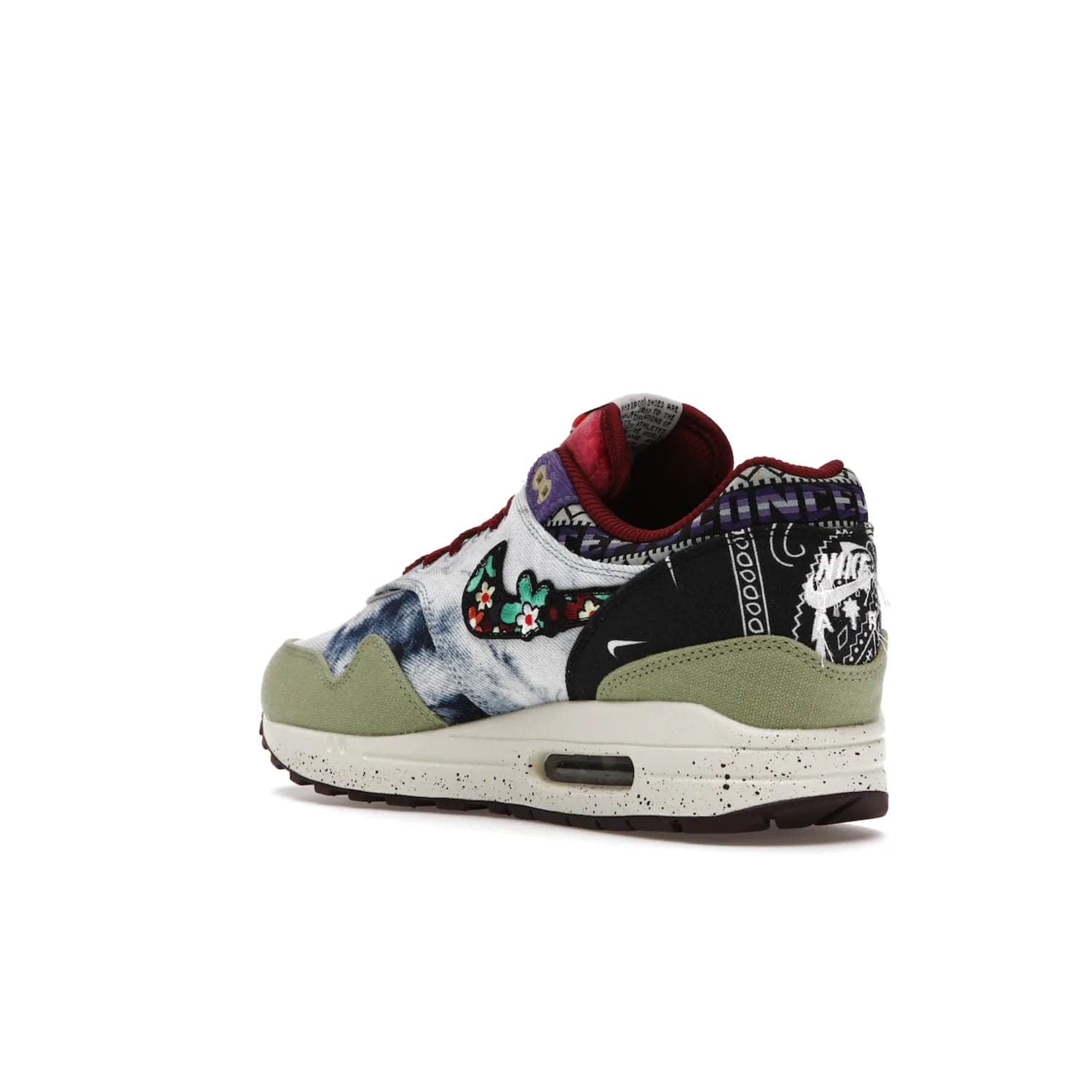 Nike Air Max 1 SP Concepts Mellow - Image 24 - Only at www.BallersClubKickz.com - The Nike Air Max 1 SP Concepts Mellow combines classic and modern style with unique materials, embroidery, and a speckled sole. Get heads turning with this stylish sneaker, releasing March 2022.