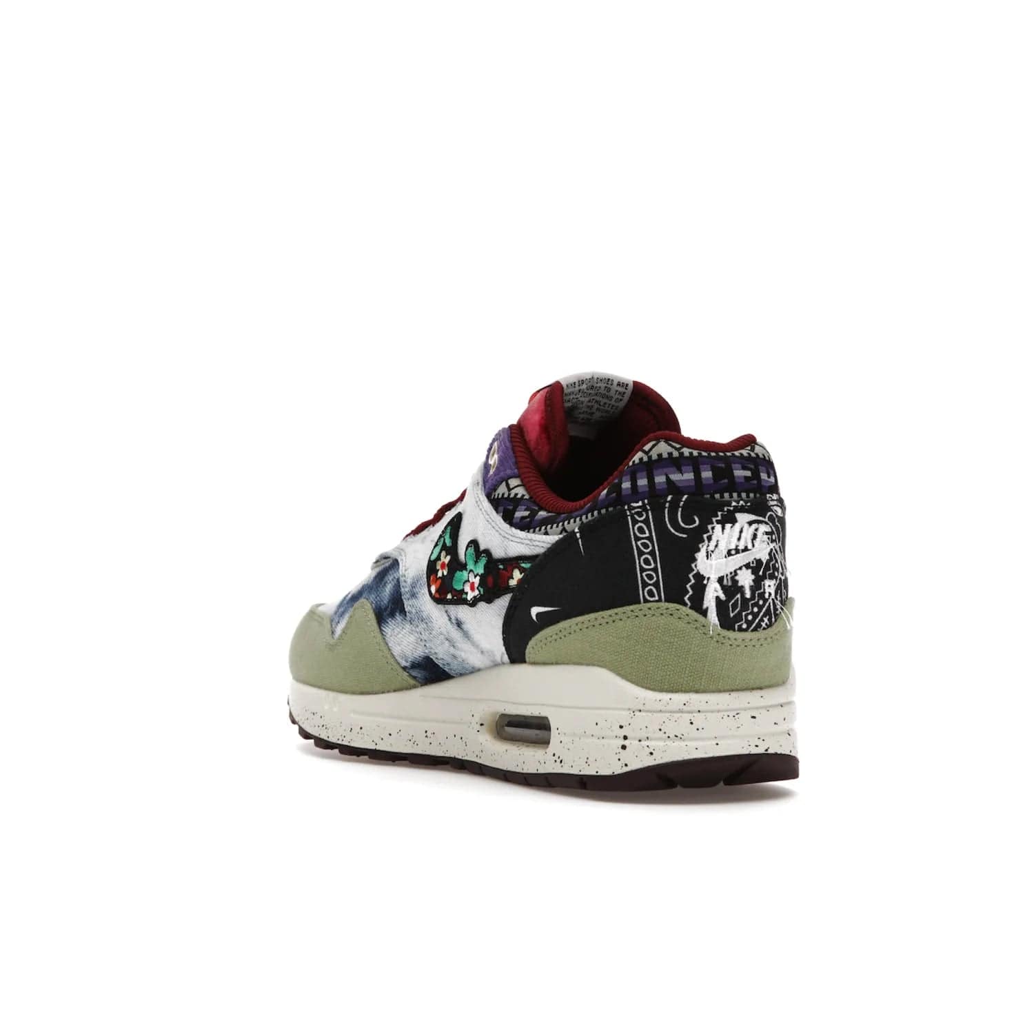 Nike Air Max 1 SP Concepts Mellow - Image 25 - Only at www.BallersClubKickz.com - The Nike Air Max 1 SP Concepts Mellow combines classic and modern style with unique materials, embroidery, and a speckled sole. Get heads turning with this stylish sneaker, releasing March 2022.