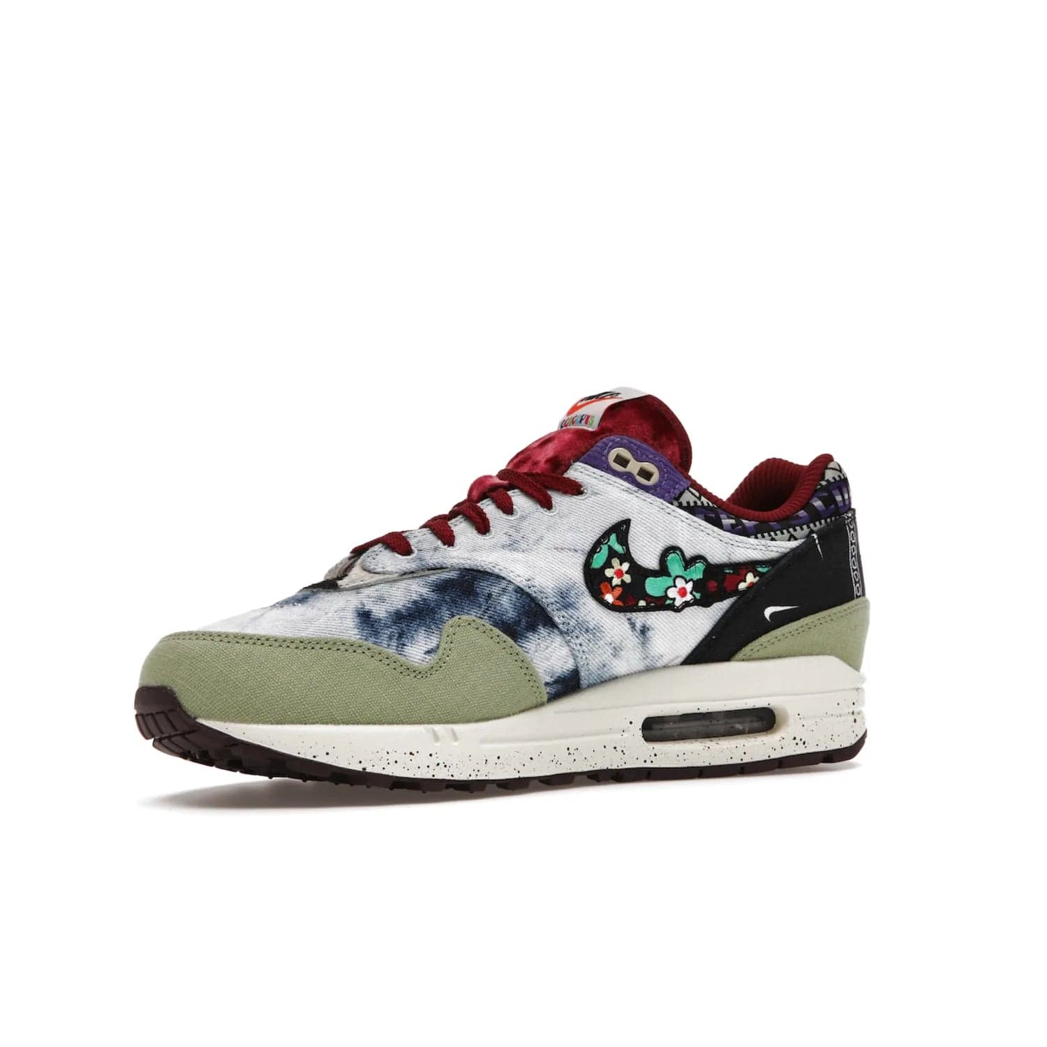Nike Air Max 1 SP Concepts Mellow - Image 16 - Only at www.BallersClubKickz.com - The Nike Air Max 1 SP Concepts Mellow combines classic and modern style with unique materials, embroidery, and a speckled sole. Get heads turning with this stylish sneaker, releasing March 2022.