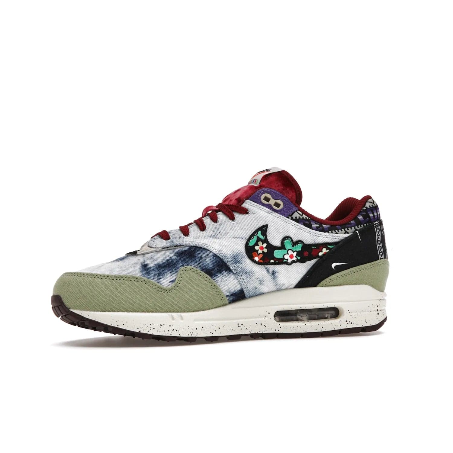 Nike Air Max 1 SP Concepts Mellow - Image 17 - Only at www.BallersClubKickz.com - The Nike Air Max 1 SP Concepts Mellow combines classic and modern style with unique materials, embroidery, and a speckled sole. Get heads turning with this stylish sneaker, releasing March 2022.