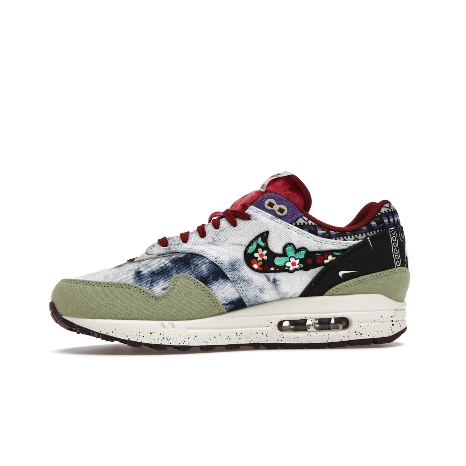 Nike Air Max 1 SP Concepts Mellow - Image 18 - Only at www.BallersClubKickz.com - The Nike Air Max 1 SP Concepts Mellow combines classic and modern style with unique materials, embroidery, and a speckled sole. Get heads turning with this stylish sneaker, releasing March 2022.