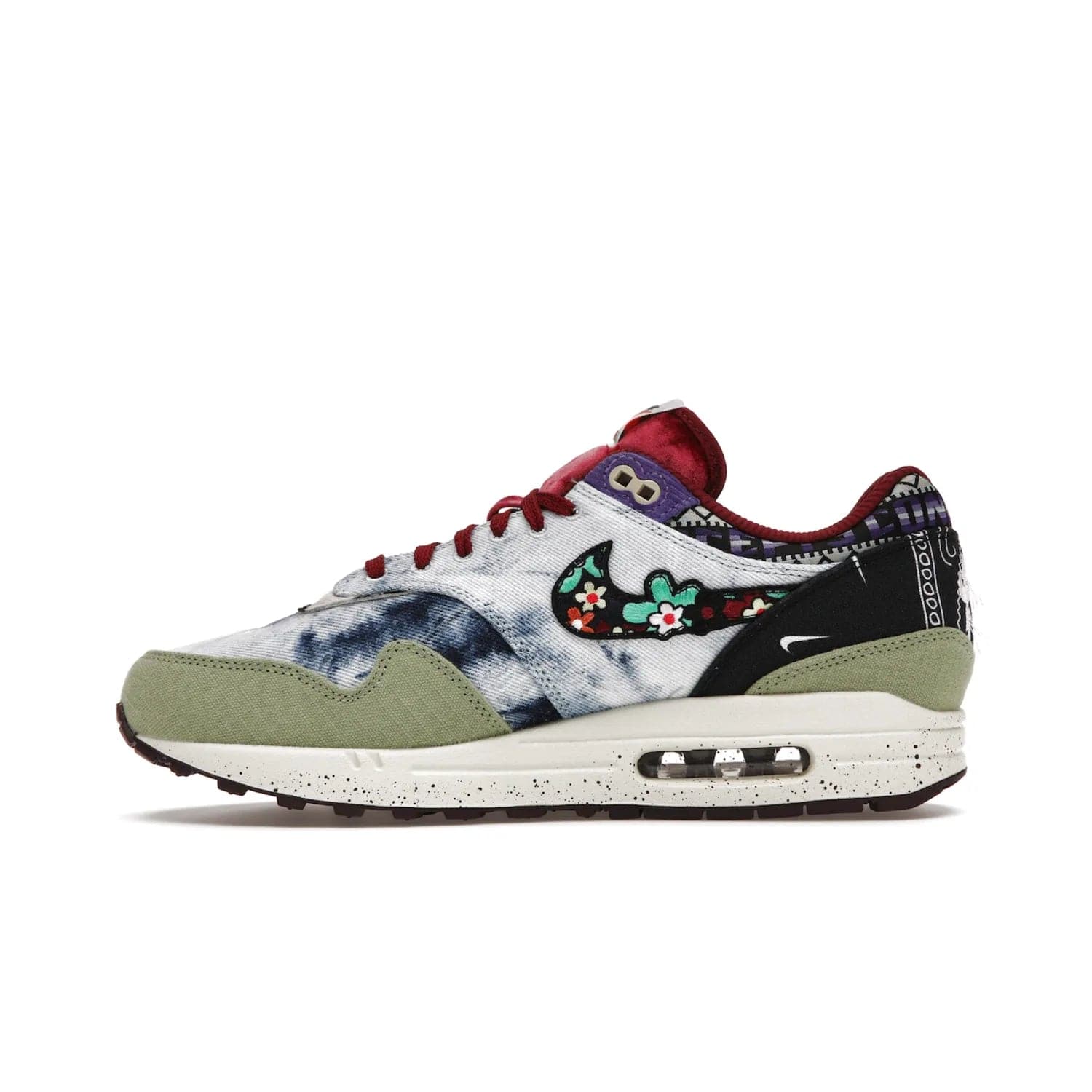 Nike Air Max 1 SP Concepts Mellow - Image 19 - Only at www.BallersClubKickz.com - The Nike Air Max 1 SP Concepts Mellow combines classic and modern style with unique materials, embroidery, and a speckled sole. Get heads turning with this stylish sneaker, releasing March 2022.