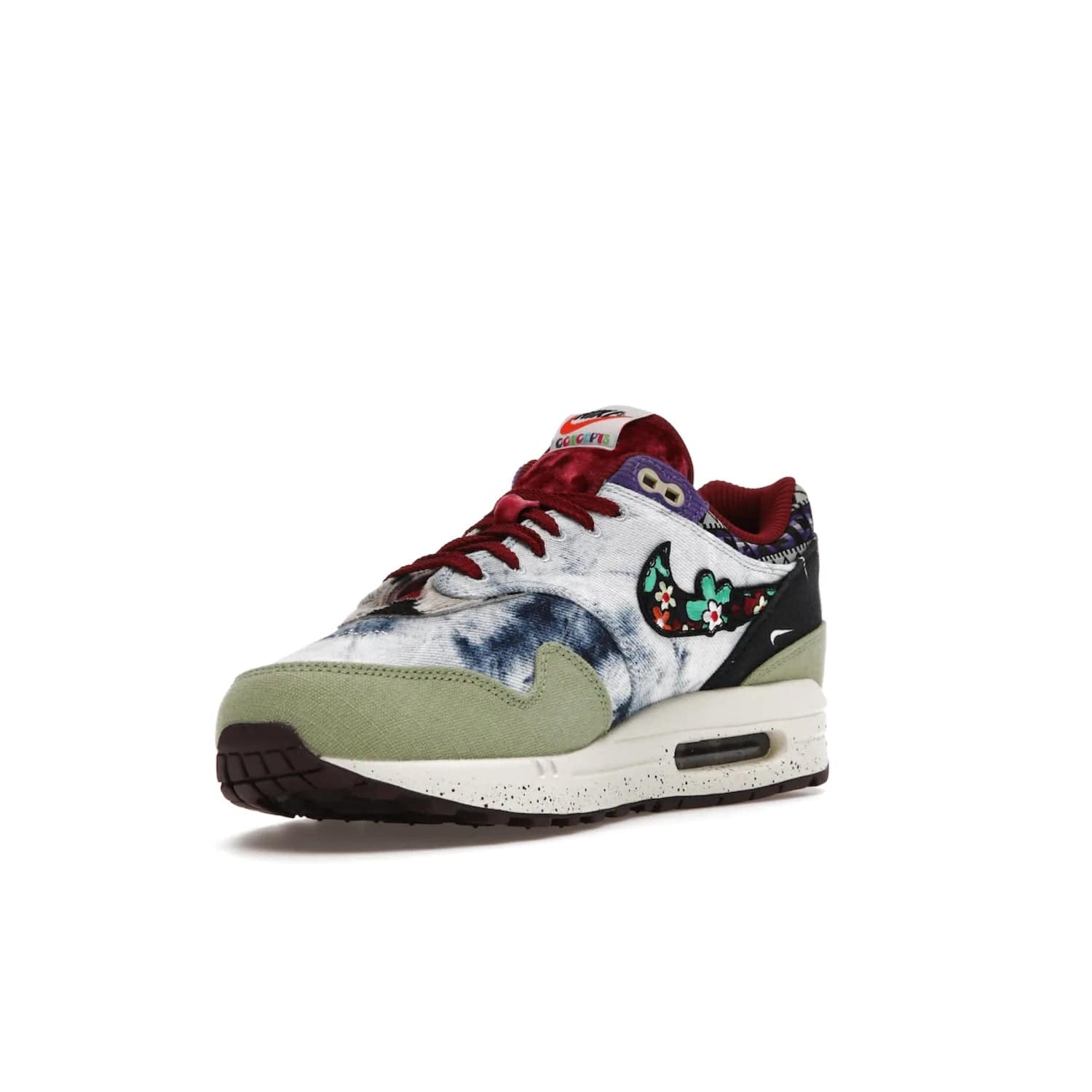 Nike Air Max 1 SP Concepts Mellow - Image 14 - Only at www.BallersClubKickz.com - The Nike Air Max 1 SP Concepts Mellow combines classic and modern style with unique materials, embroidery, and a speckled sole. Get heads turning with this stylish sneaker, releasing March 2022.