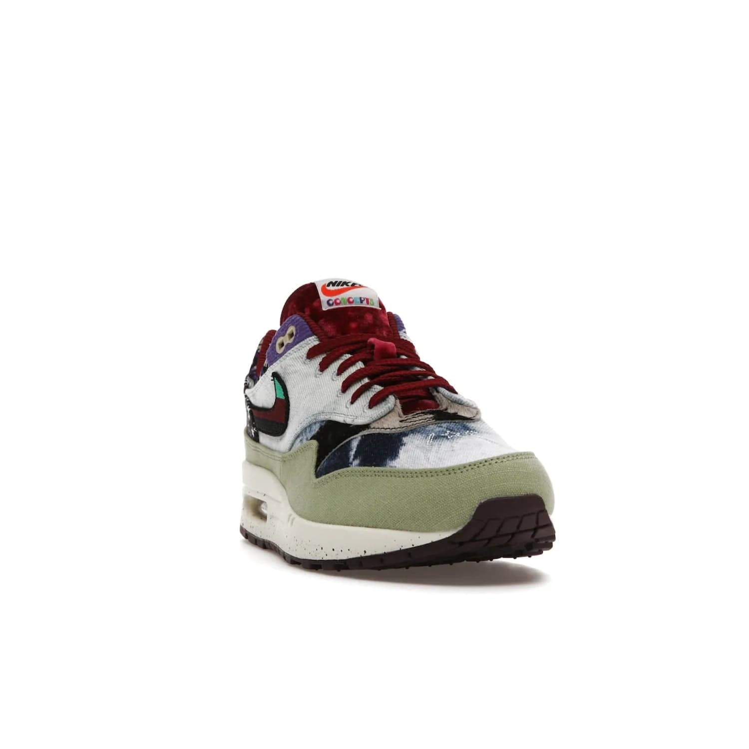 Nike Air Max 1 SP Concepts Mellow - Image 8 - Only at www.BallersClubKickz.com - The Nike Air Max 1 SP Concepts Mellow combines classic and modern style with unique materials, embroidery, and a speckled sole. Get heads turning with this stylish sneaker, releasing March 2022.