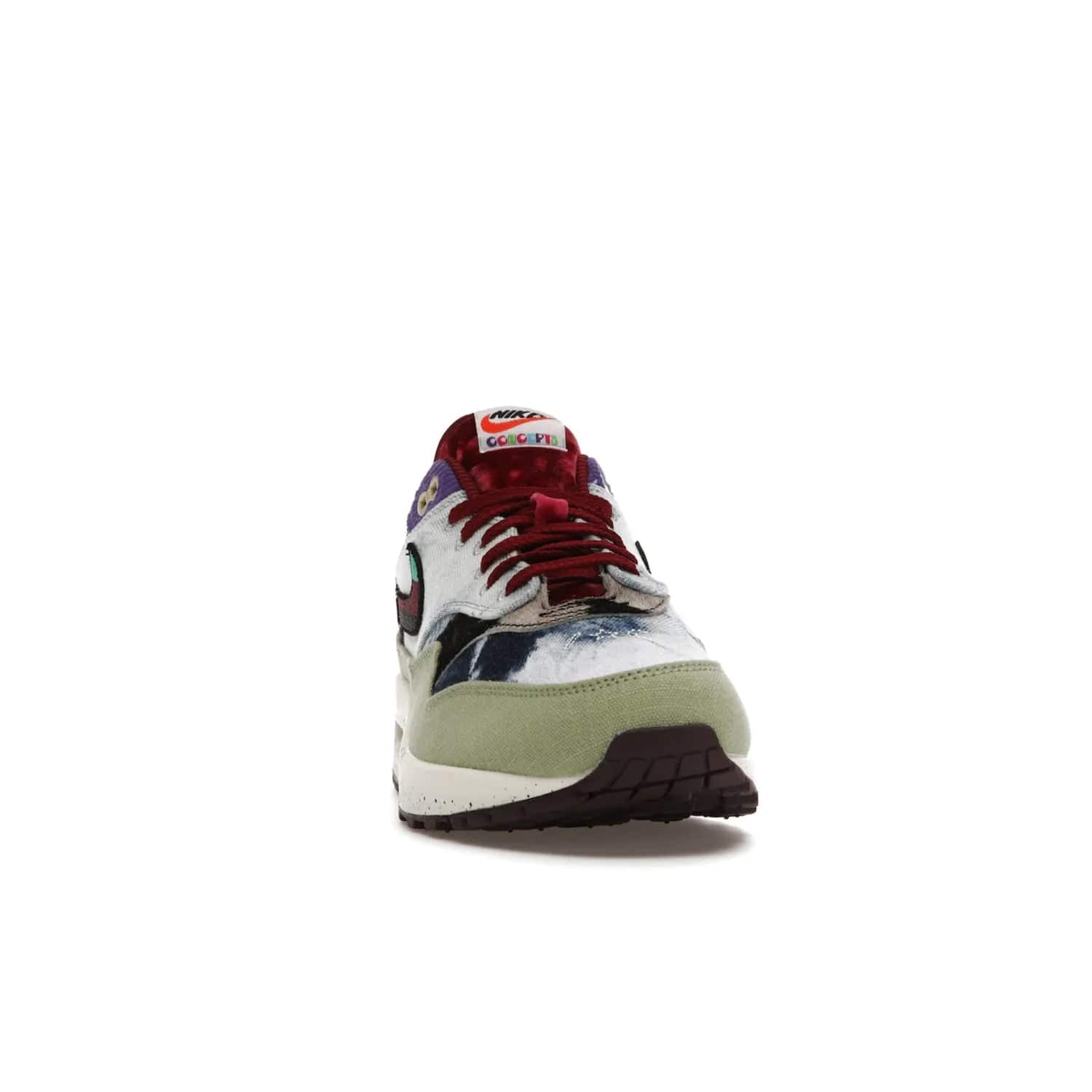 Nike Air Max 1 SP Concepts Mellow - Image 9 - Only at www.BallersClubKickz.com - The Nike Air Max 1 SP Concepts Mellow combines classic and modern style with unique materials, embroidery, and a speckled sole. Get heads turning with this stylish sneaker, releasing March 2022.
