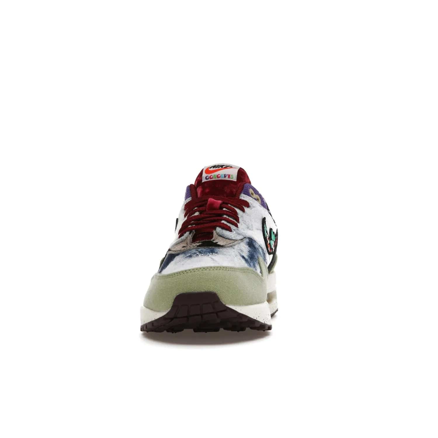 Nike Air Max 1 SP Concepts Mellow - Image 11 - Only at www.BallersClubKickz.com - The Nike Air Max 1 SP Concepts Mellow combines classic and modern style with unique materials, embroidery, and a speckled sole. Get heads turning with this stylish sneaker, releasing March 2022.