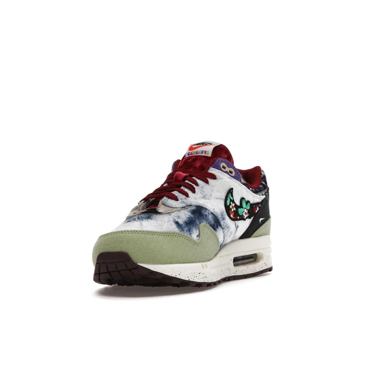 Nike Air Max 1 SP Concepts Mellow - Image 13 - Only at www.BallersClubKickz.com - The Nike Air Max 1 SP Concepts Mellow combines classic and modern style with unique materials, embroidery, and a speckled sole. Get heads turning with this stylish sneaker, releasing March 2022.