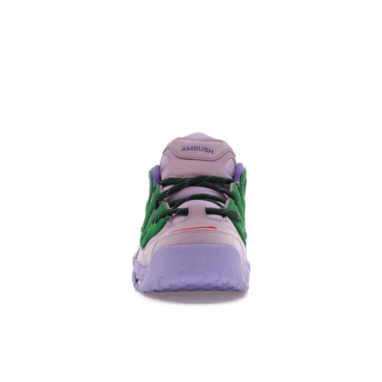 Nike Air More Uptempo Low AMBUSH Lilac - Image 10 - Only at www.BallersClubKickz.com - Style and comfort meet with the Nike Air More Uptempo Low AMBUSH Lilac. Featuring a vibrant Lilac upper with Apple Green and University Red accents, this unique design will be a standout in any wardrobe. Get your pair on October 06, 2023.