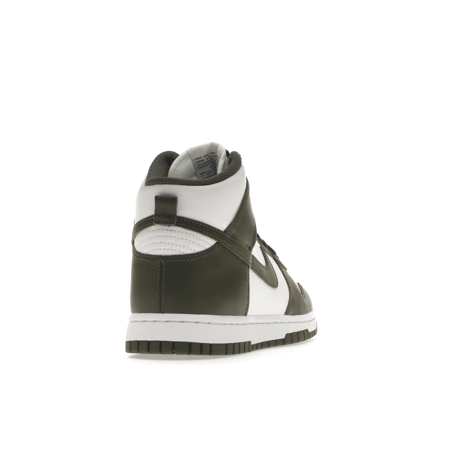 Nike Dunk High Retro Cargo Khaki (2021) - Image 30 - Only at www.BallersClubKickz.com - Introducing the Nike Dunk High Retro Cargo Khaki - a stylish high-top shoe from Nike featuring two primary colors, khaki and white. Quality leather and classic Nike tread style with a rich khaki green swoosh symbol. June 2022 release, starting at $115.