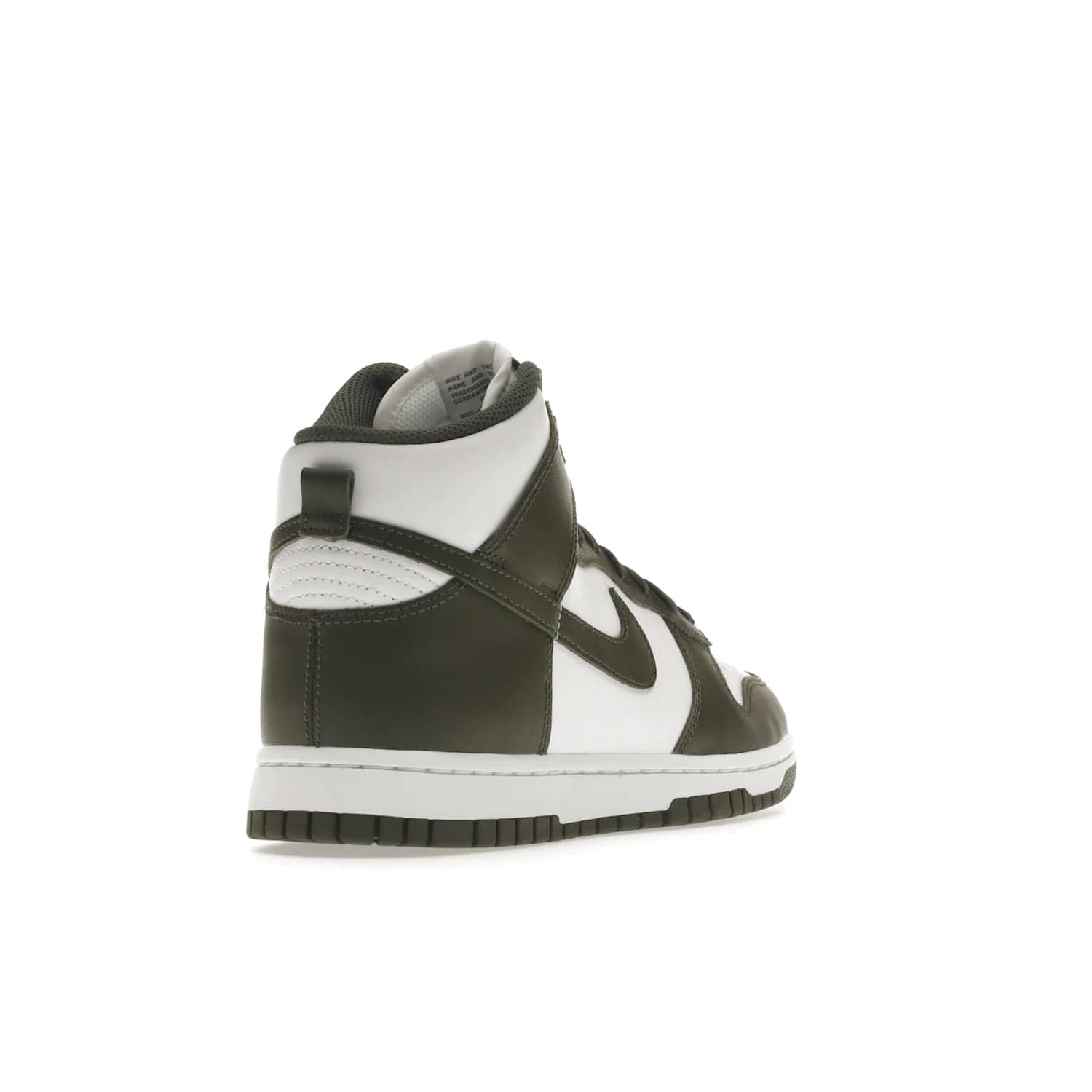 Nike Dunk High Retro Cargo Khaki (2021) - Image 31 - Only at www.BallersClubKickz.com - Introducing the Nike Dunk High Retro Cargo Khaki - a stylish high-top shoe from Nike featuring two primary colors, khaki and white. Quality leather and classic Nike tread style with a rich khaki green swoosh symbol. June 2022 release, starting at $115.