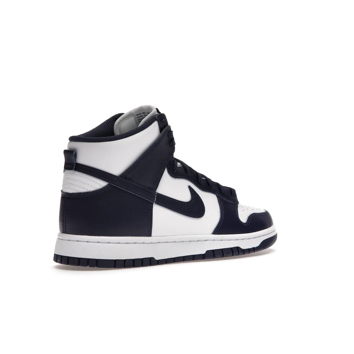 Nike Dunk High Championship Navy - Image 33 - Only at www.BallersClubKickz.com - Classic athletic style meets striking color-blocking on the Nike Dunk High Championship Navy. A white leather upper with Championship Navy overlays creates a retro look with a woven tongue label and sole. Unleash your inner champion with the Nike Dunk High Championship Navy.