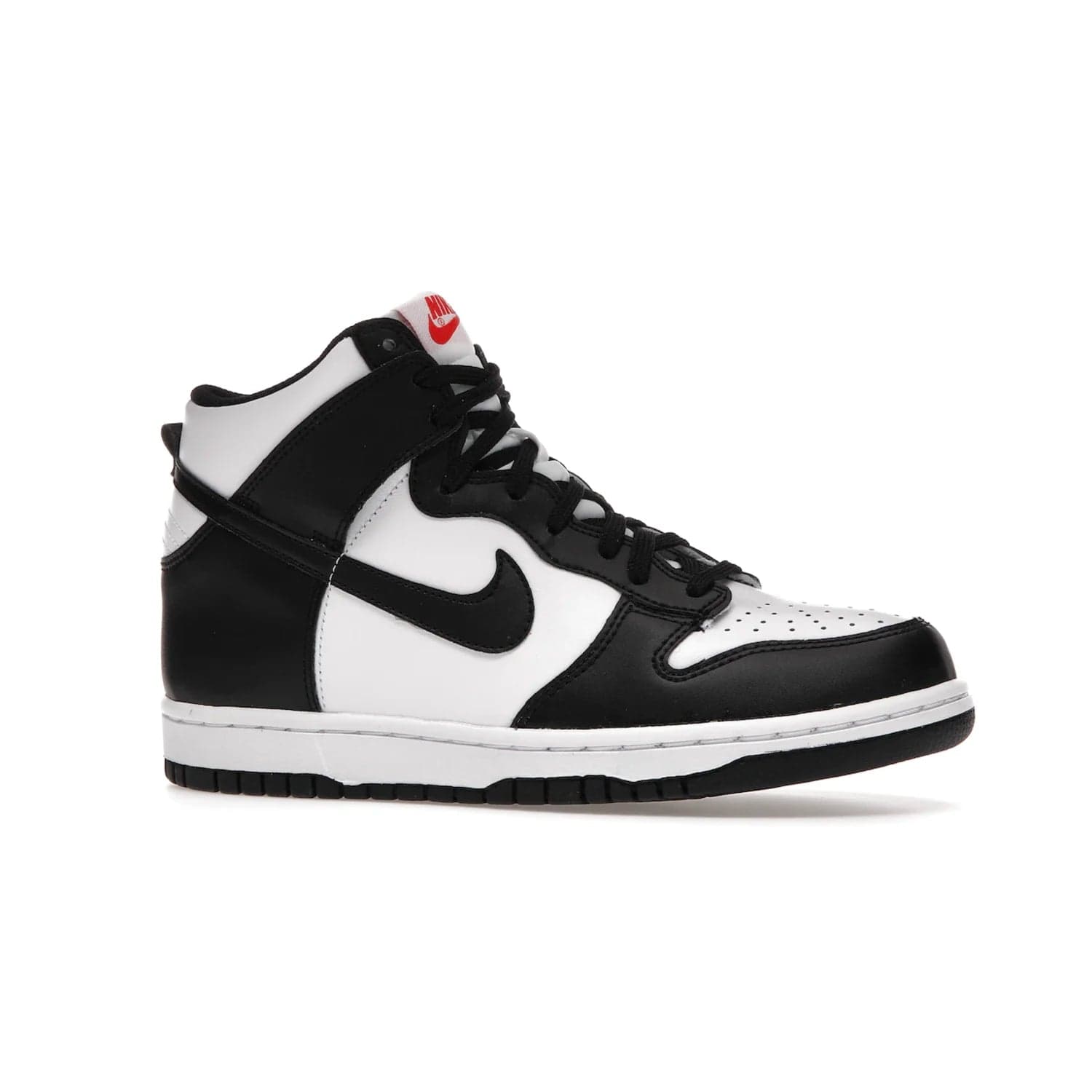 Nike Dunk High Panda (2021) (GS) - Image 3 - Only at www.BallersClubKickz.com - Discover the statement-making Nike Dunk High Panda GS 2021 combining white, black and university red. Crafted with full-grain leather, featuring classic Nike Air Swoosh logo. Available 28/5/2021 at a retail price of $90.