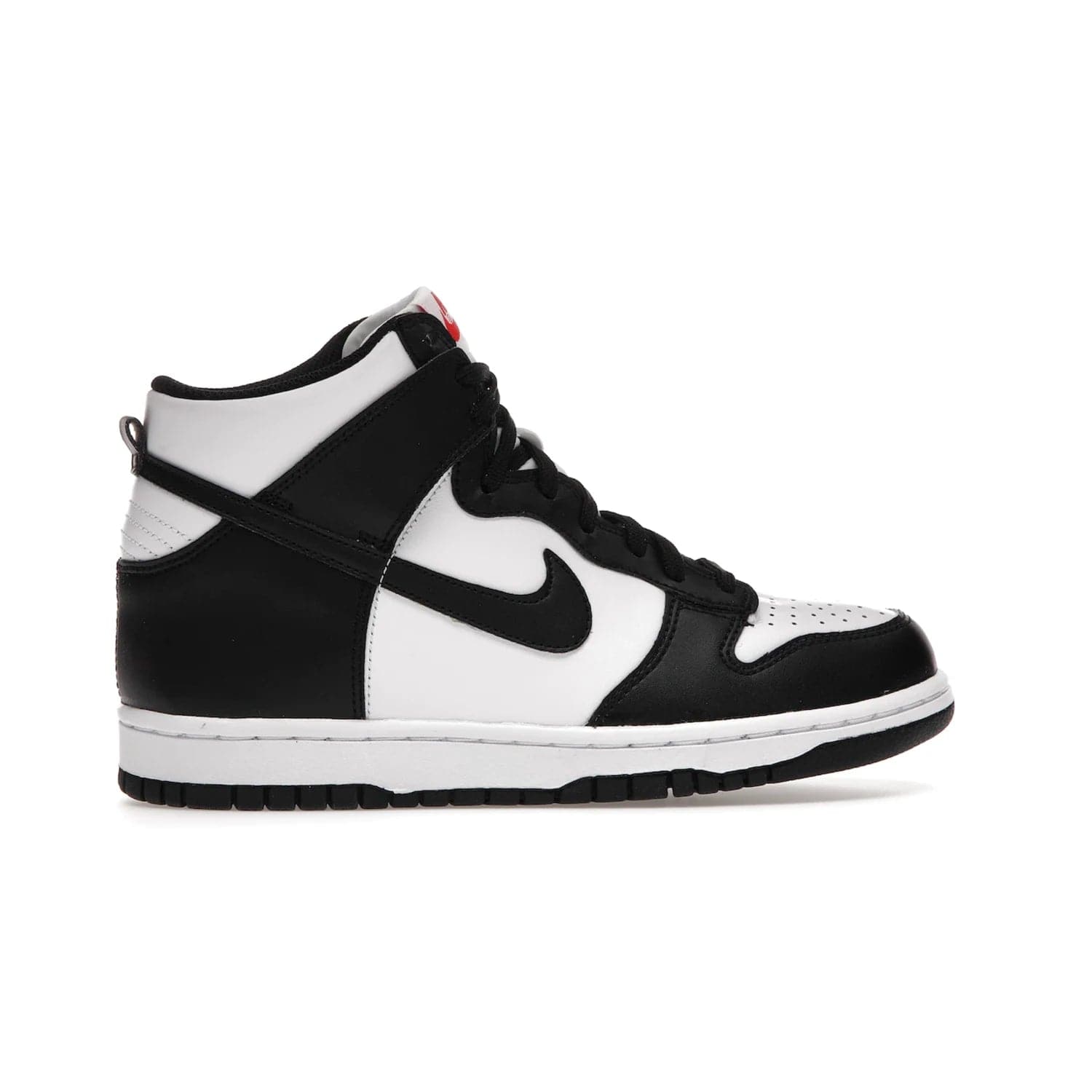 Nike Dunk High Panda (2021) (GS) - Image 36 - Only at www.BallersClubKickz.com - Discover the statement-making Nike Dunk High Panda GS 2021 combining white, black and university red. Crafted with full-grain leather, featuring classic Nike Air Swoosh logo. Available 28/5/2021 at a retail price of $90.