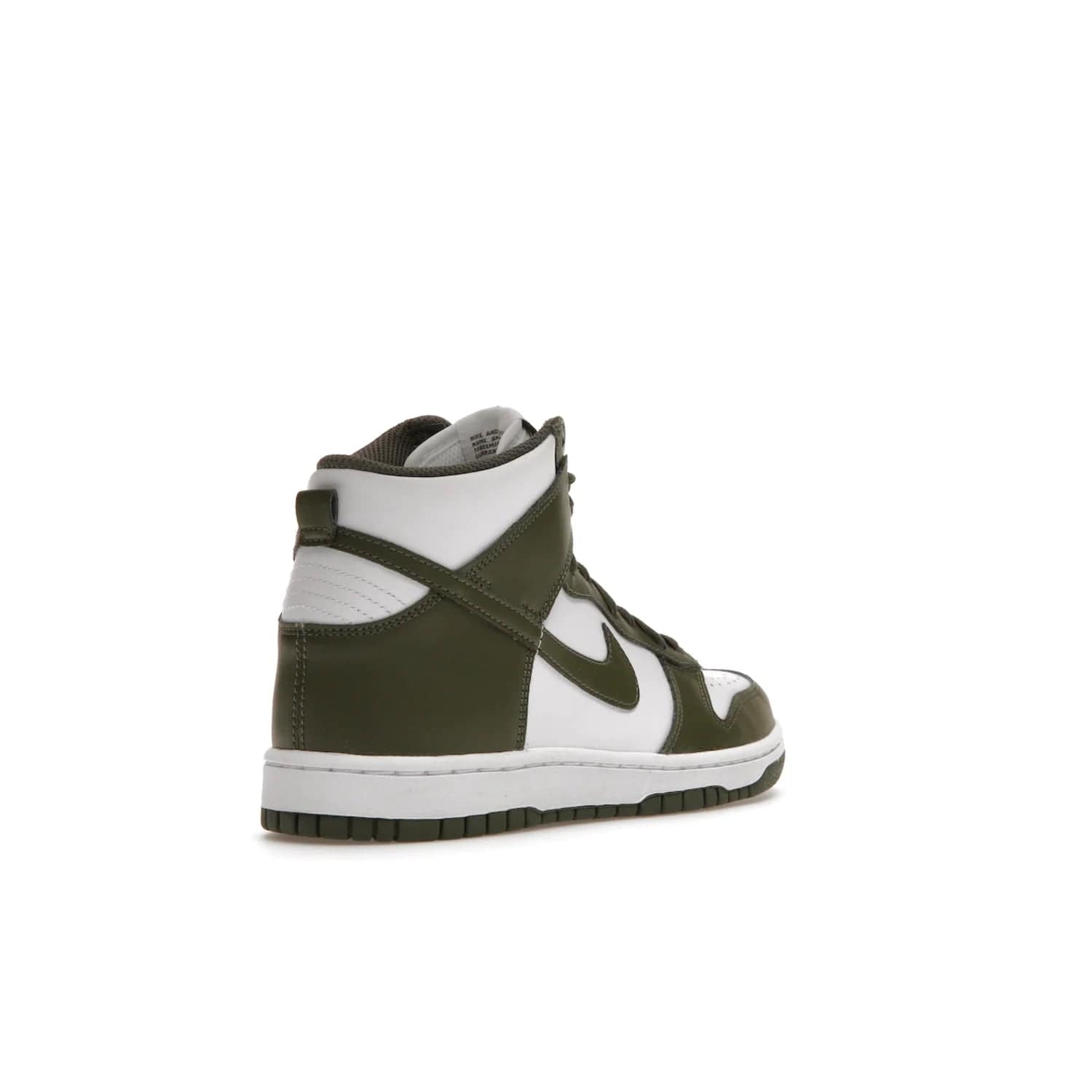 Nike Dunk High Retro Cargo Khaki (GS) - Image 32 - Only at www.BallersClubKickz.com - Style and comfort for grade schoolers. The Nike Dunk High Retro Cargo Khaki (GS) features a white and cargo khaki leather upper with a khaki Nike swoosh. Overlapping layers of white and khaki design on heel. Originally released in June 2022. Provides excellent support and makes a classic statement.