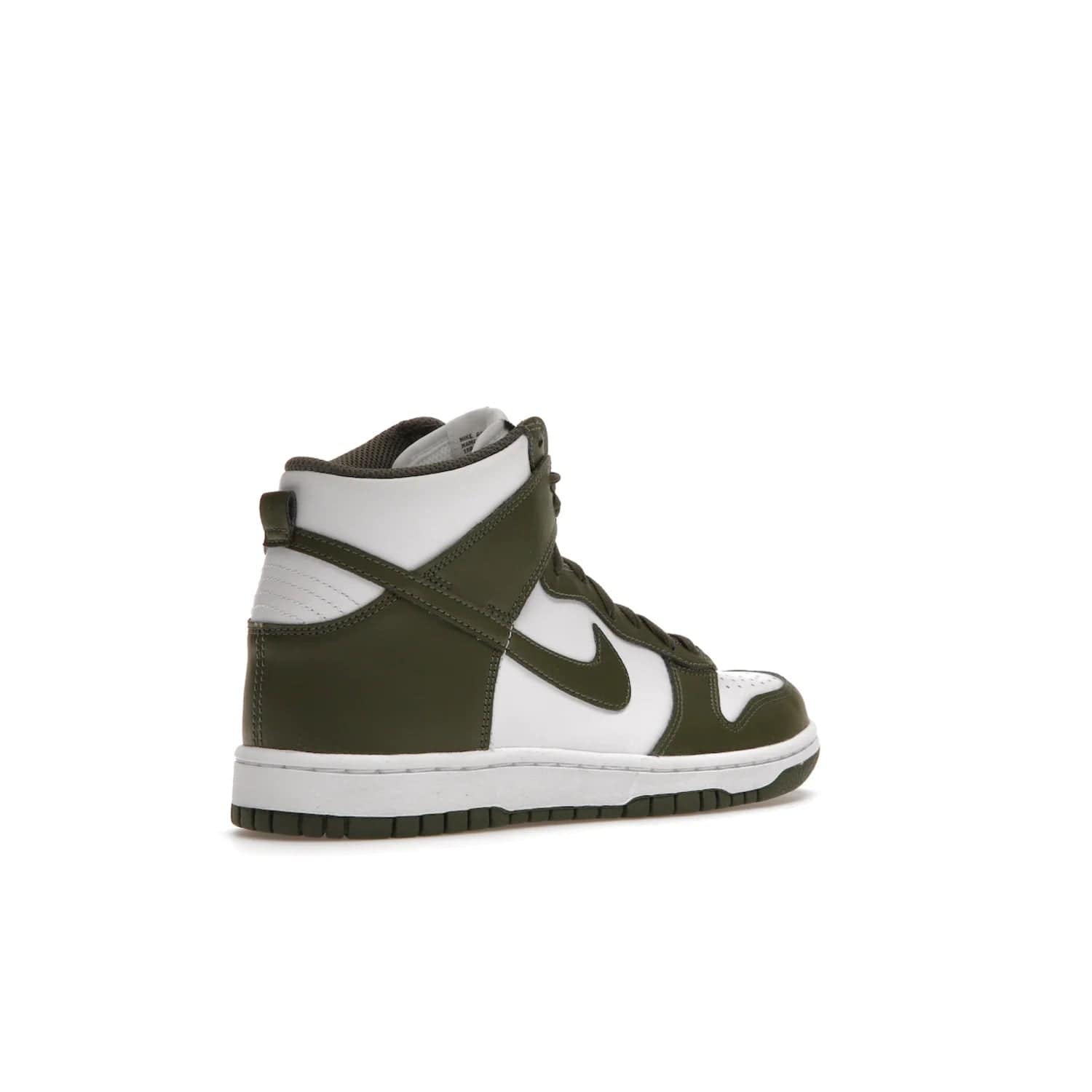 Nike Dunk High Retro Cargo Khaki (GS) - Image 33 - Only at www.BallersClubKickz.com - Style and comfort for grade schoolers. The Nike Dunk High Retro Cargo Khaki (GS) features a white and cargo khaki leather upper with a khaki Nike swoosh. Overlapping layers of white and khaki design on heel. Originally released in June 2022. Provides excellent support and makes a classic statement.