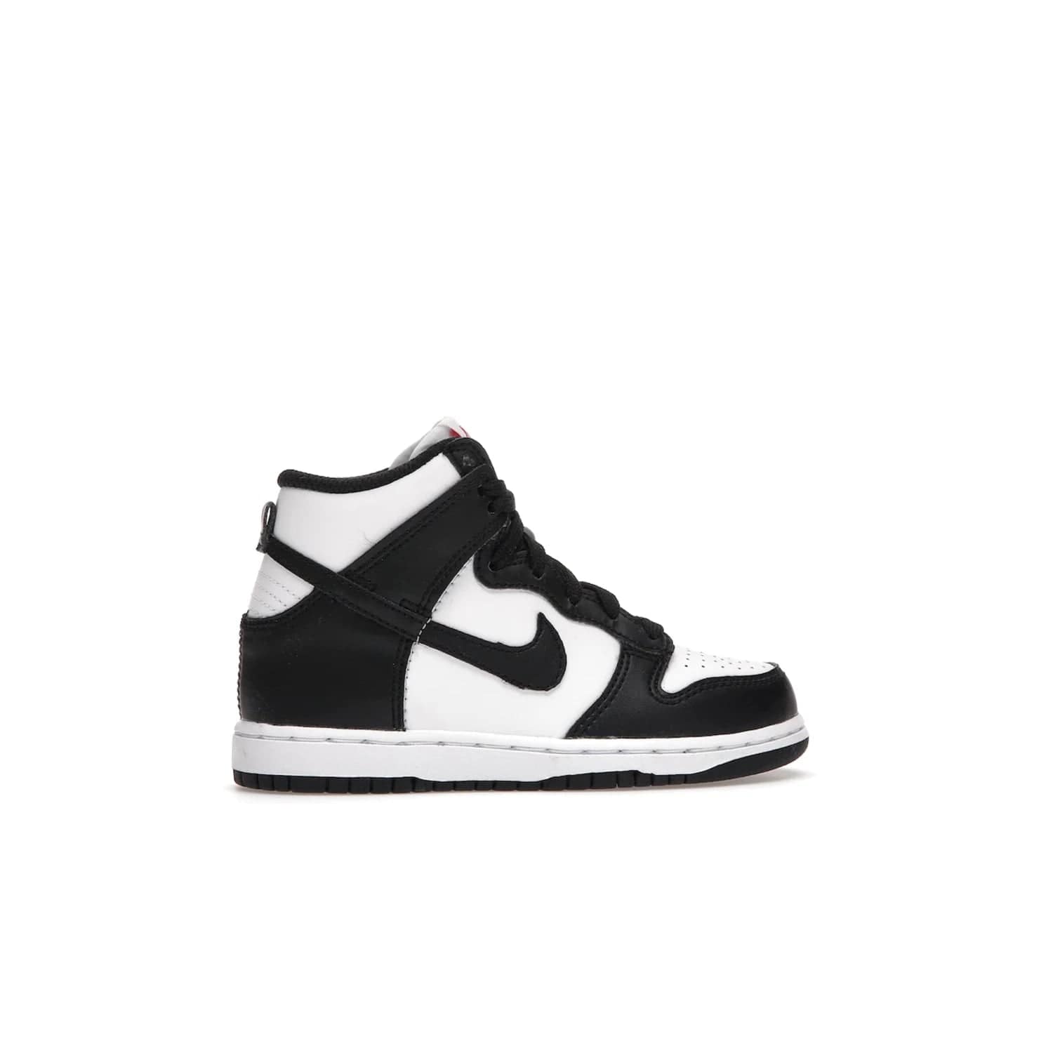 Nike Dunk High Panda (2021) (PS) - Image 36 - Only at www.BallersClubKickz.com - Stand out with the Nike Dunk High Panda (2021) (PS)! This limited edition shoe features a classic black and white colourway with bright red accents and a suede upper. Finish it off with a lightweight foam sole for all-day comfort. Get them today!