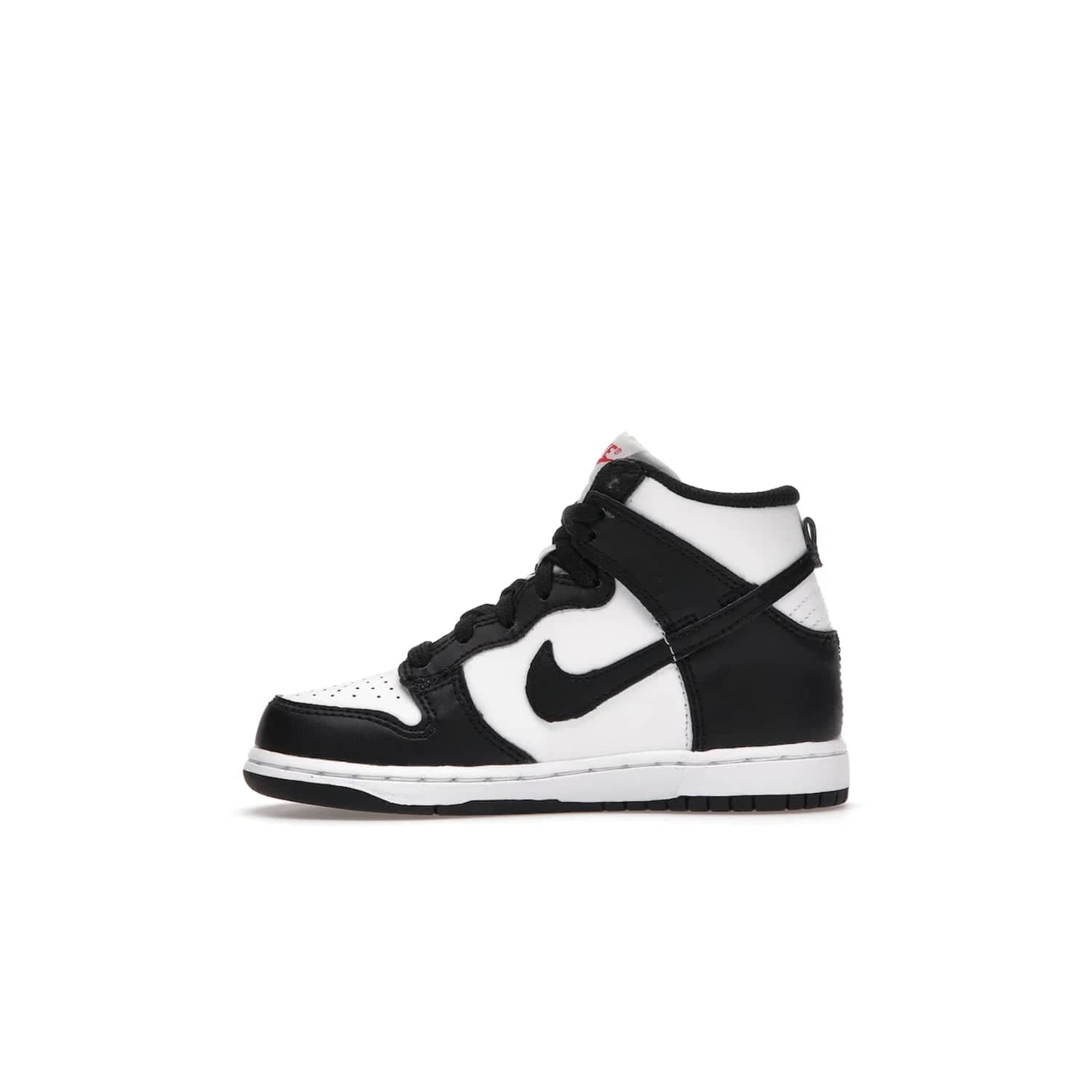 Nike Dunk High Panda (2021) (PS) - Image 19 - Only at www.BallersClubKickz.com - Stand out with the Nike Dunk High Panda (2021) (PS)! This limited edition shoe features a classic black and white colourway with bright red accents and a suede upper. Finish it off with a lightweight foam sole for all-day comfort. Get them today!