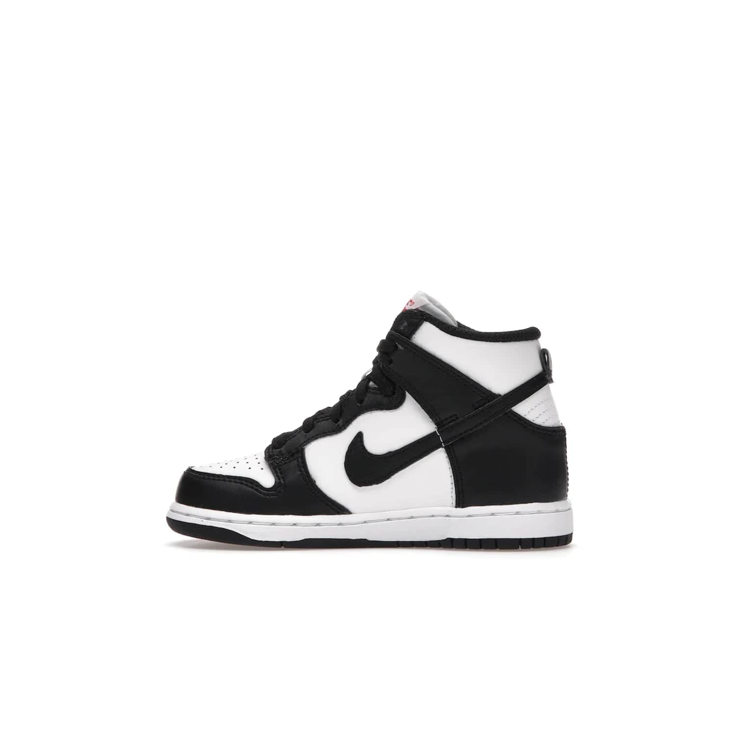 Nike Dunk High Panda (2021) (PS) - Image 20 - Only at www.BallersClubKickz.com - Stand out with the Nike Dunk High Panda (2021) (PS)! This limited edition shoe features a classic black and white colourway with bright red accents and a suede upper. Finish it off with a lightweight foam sole for all-day comfort. Get them today!