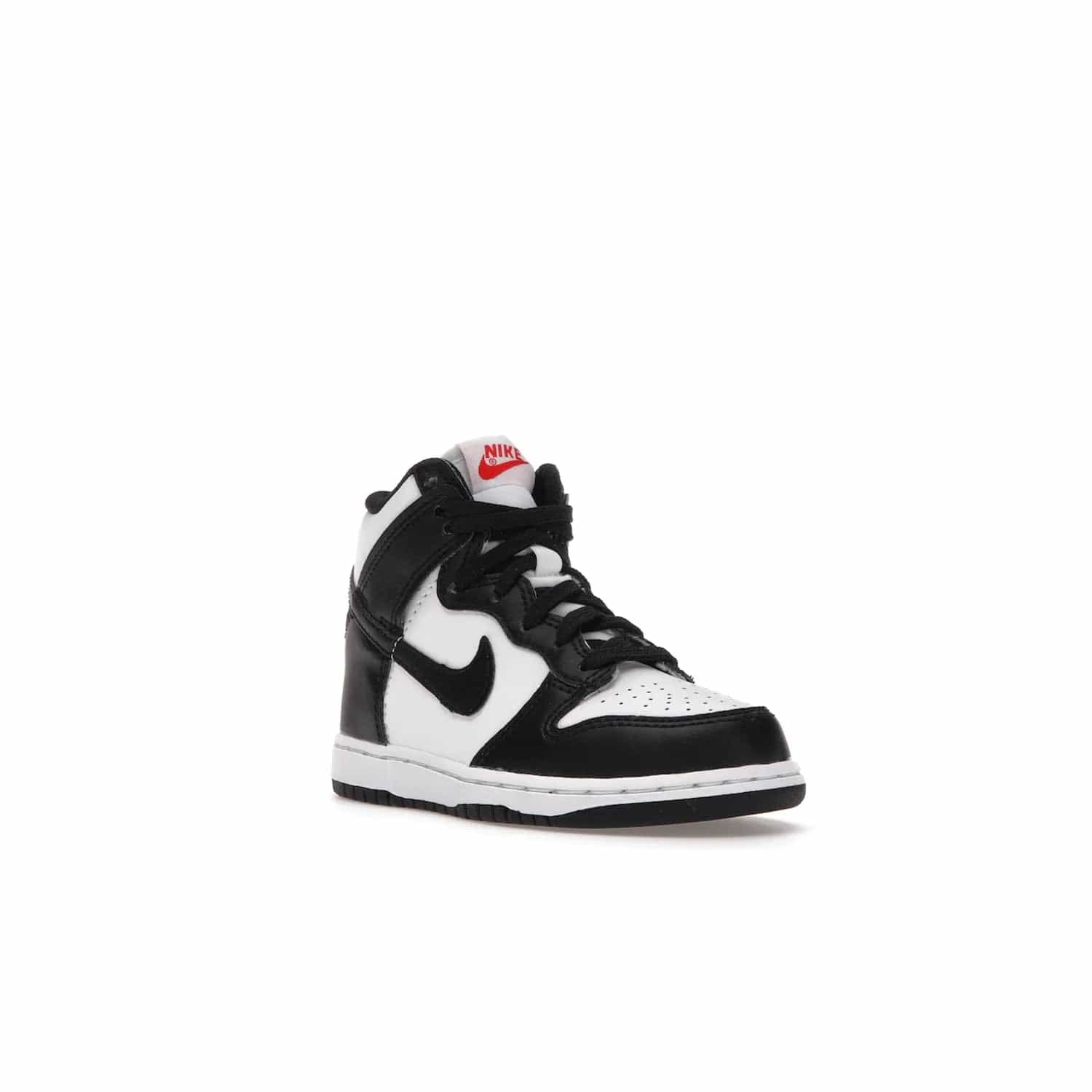Nike Dunk High Panda (2021) (PS) - Image 6 - Only at www.BallersClubKickz.com - Stand out with the Nike Dunk High Panda (2021) (PS)! This limited edition shoe features a classic black and white colourway with bright red accents and a suede upper. Finish it off with a lightweight foam sole for all-day comfort. Get them today!