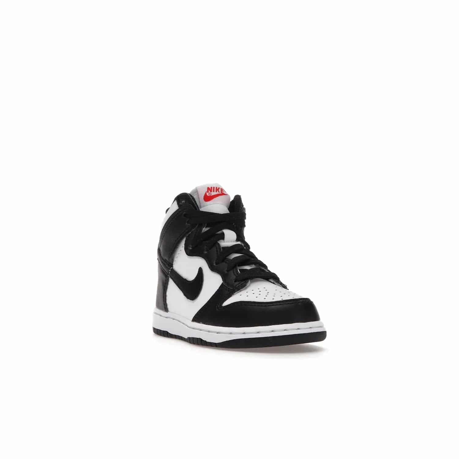 Nike Dunk High Panda (2021) (PS) - Image 7 - Only at www.BallersClubKickz.com - Stand out with the Nike Dunk High Panda (2021) (PS)! This limited edition shoe features a classic black and white colourway with bright red accents and a suede upper. Finish it off with a lightweight foam sole for all-day comfort. Get them today!