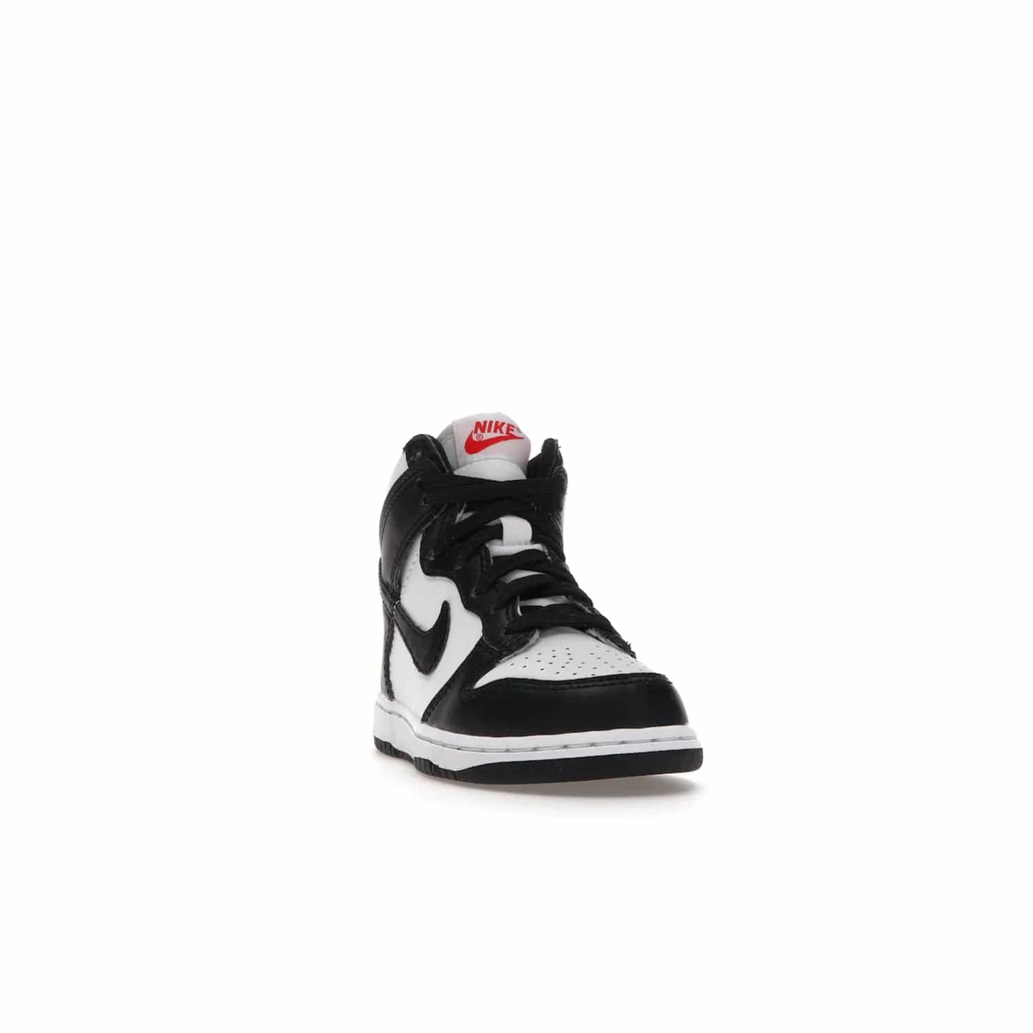 Nike Dunk High Panda (2021) (PS) - Image 8 - Only at www.BallersClubKickz.com - Stand out with the Nike Dunk High Panda (2021) (PS)! This limited edition shoe features a classic black and white colourway with bright red accents and a suede upper. Finish it off with a lightweight foam sole for all-day comfort. Get them today!