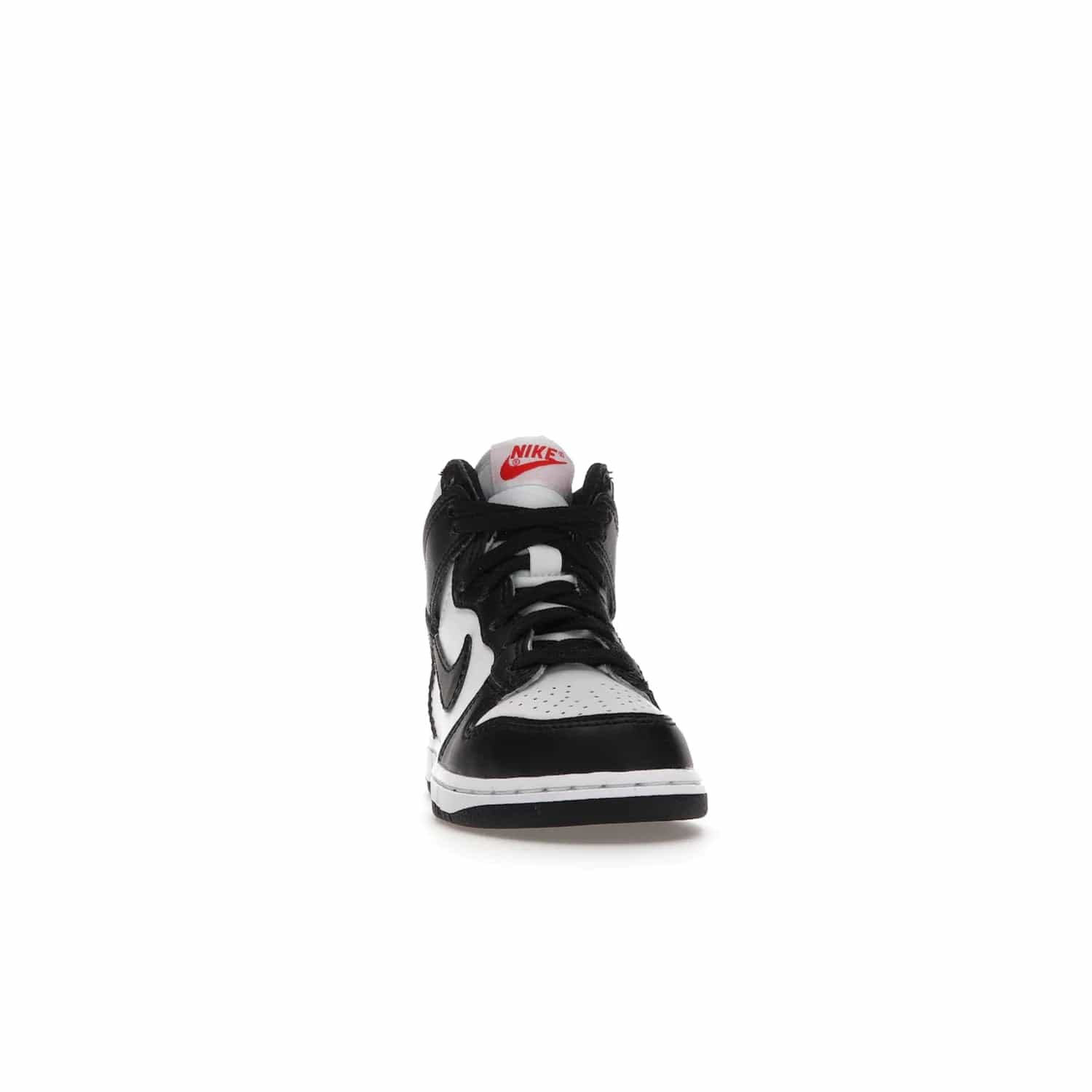 Nike Dunk High Panda (2021) (PS) - Image 9 - Only at www.BallersClubKickz.com - Stand out with the Nike Dunk High Panda (2021) (PS)! This limited edition shoe features a classic black and white colourway with bright red accents and a suede upper. Finish it off with a lightweight foam sole for all-day comfort. Get them today!