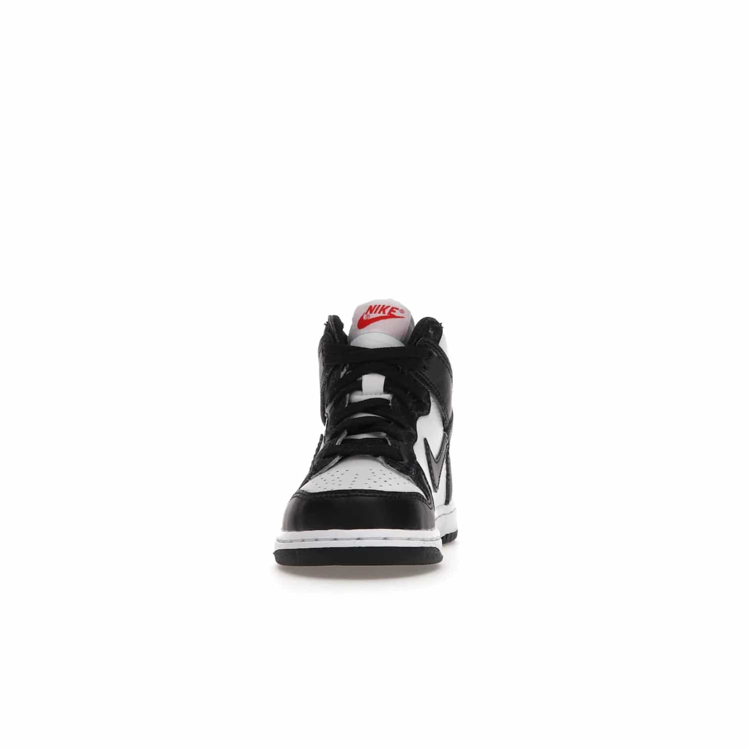 Nike Dunk High Panda (2021) (PS) - Image 11 - Only at www.BallersClubKickz.com - Stand out with the Nike Dunk High Panda (2021) (PS)! This limited edition shoe features a classic black and white colourway with bright red accents and a suede upper. Finish it off with a lightweight foam sole for all-day comfort. Get them today!