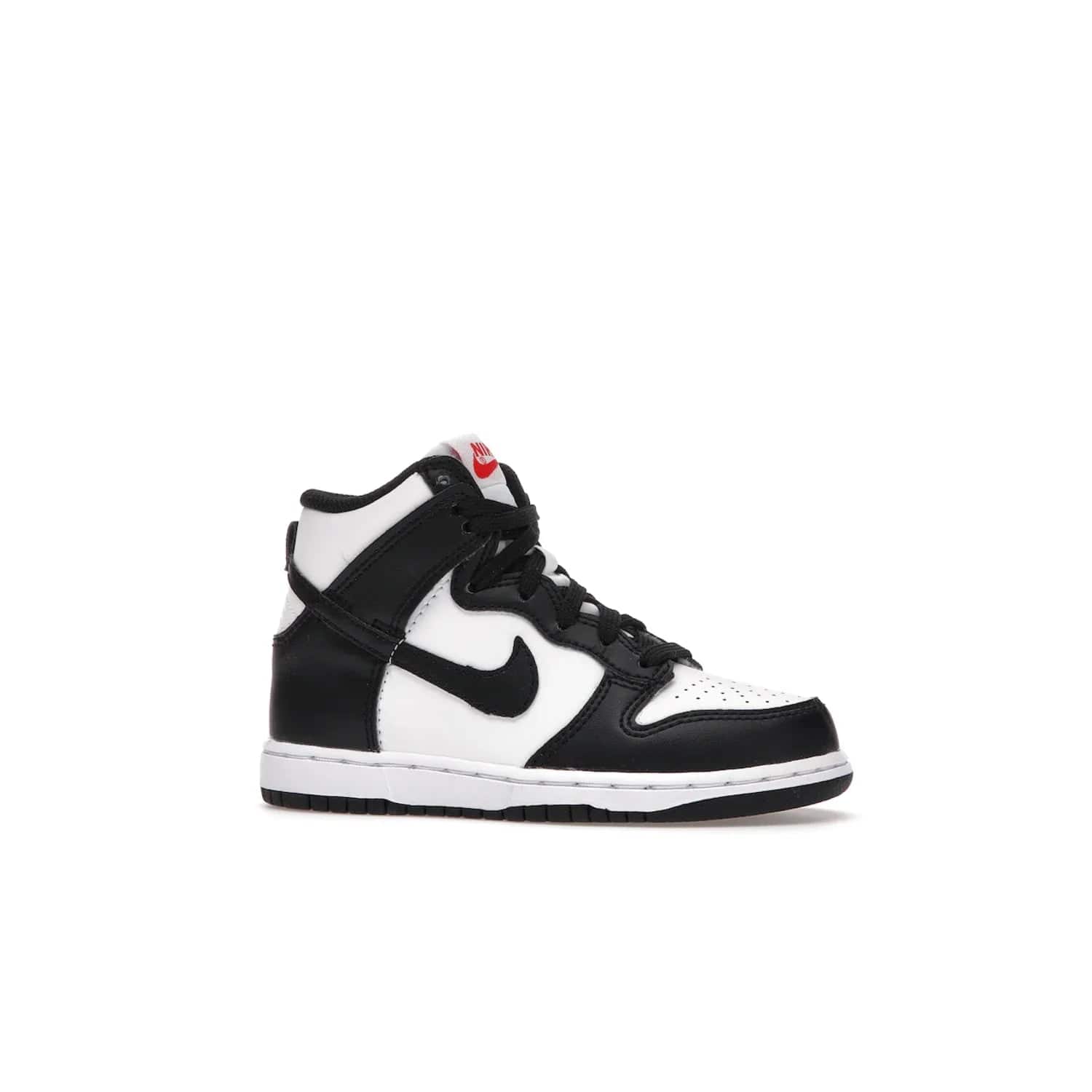 Nike Dunk High Panda (2021) (PS) - Image 3 - Only at www.BallersClubKickz.com - Stand out with the Nike Dunk High Panda (2021) (PS)! This limited edition shoe features a classic black and white colourway with bright red accents and a suede upper. Finish it off with a lightweight foam sole for all-day comfort. Get them today!