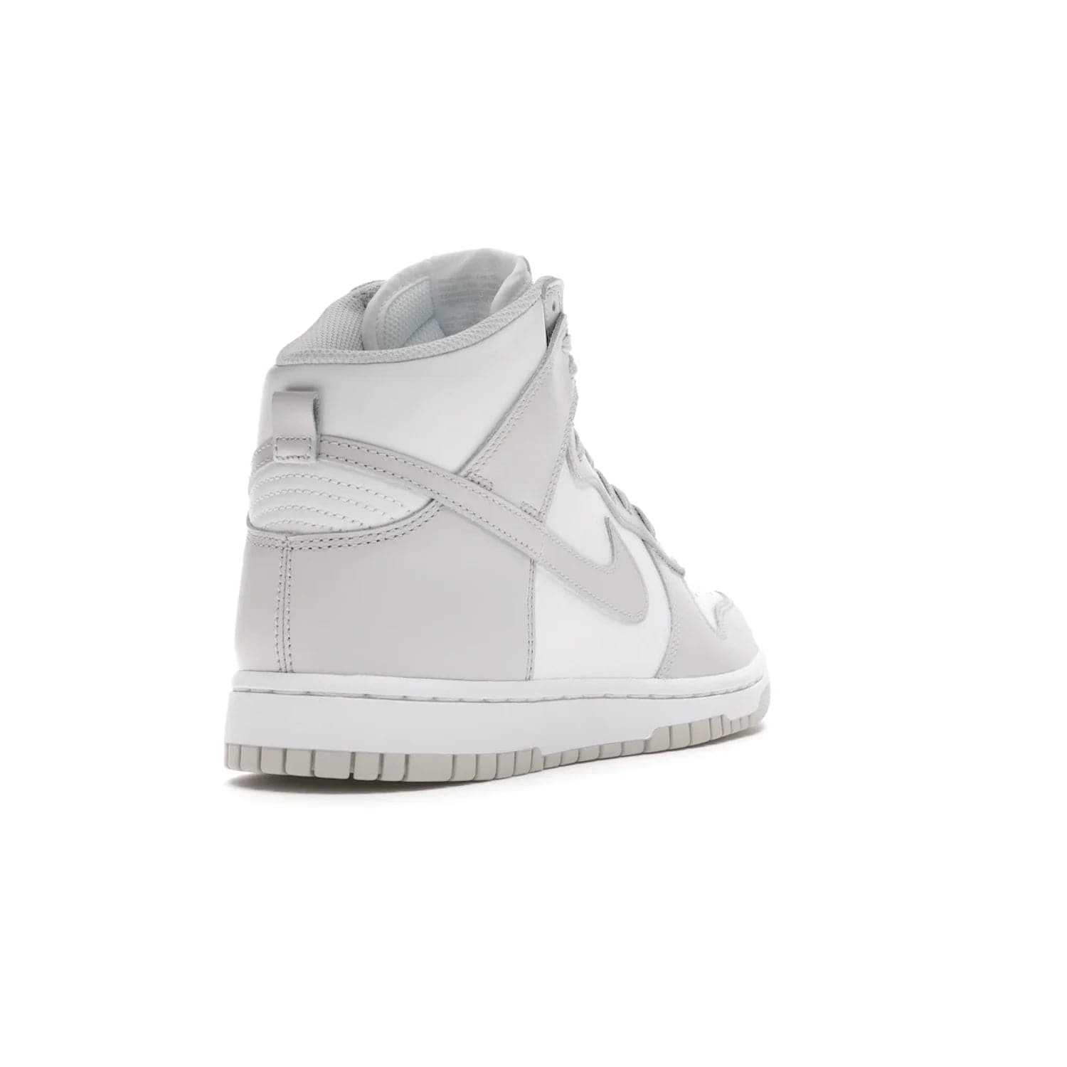 Nike Dunk High Retro White Vast Grey (2021) - Image 31 - Only at www.BallersClubKickz.com - Nike Dunk High Retro White Vast Grey 2021: classic '80s basketball sneaker with a crisp white base, grey overlays, midsole tooling and outsole. Dropped Feb. 2021.