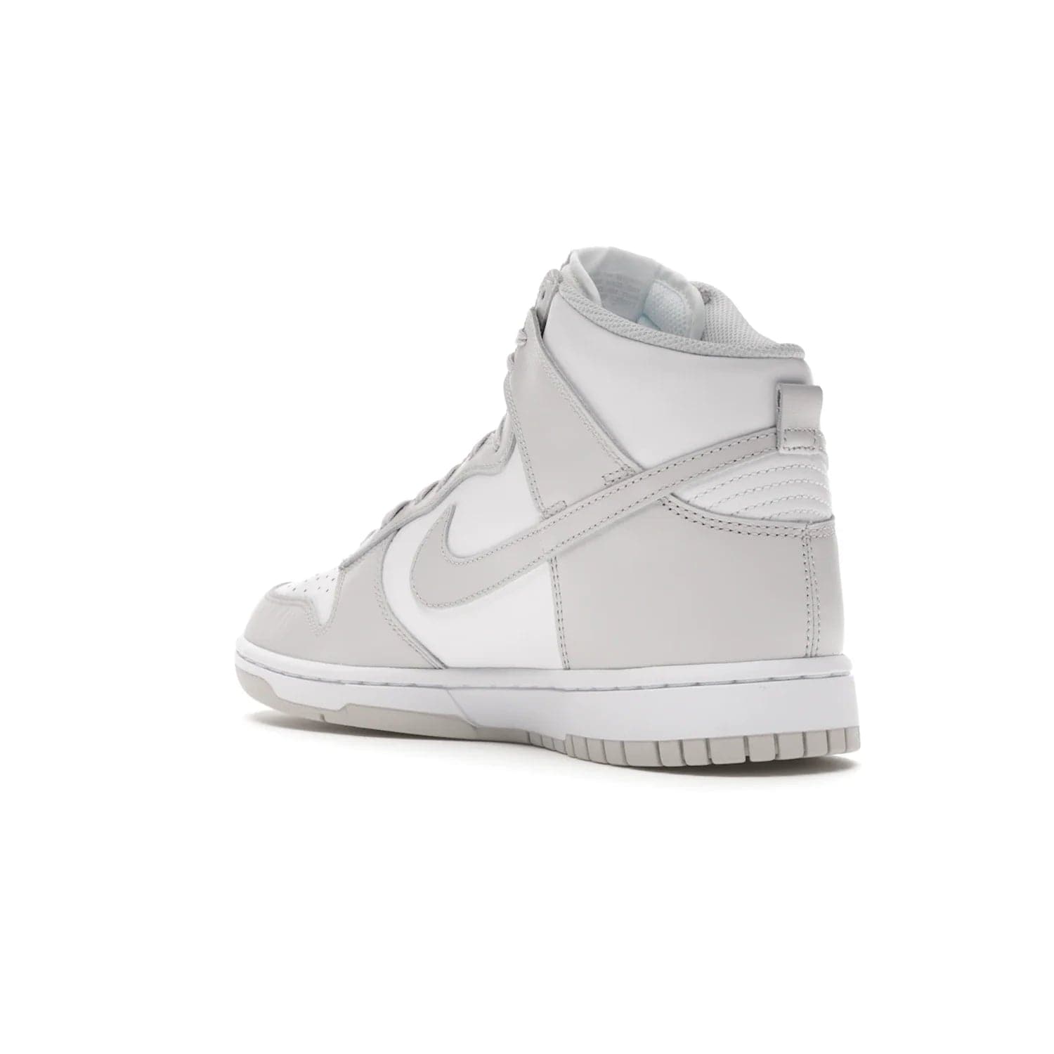 Nike Dunk High Retro White Vast Grey (2021) - Image 24 - Only at www.BallersClubKickz.com - Nike Dunk High Retro White Vast Grey 2021: classic '80s basketball sneaker with a crisp white base, grey overlays, midsole tooling and outsole. Dropped Feb. 2021.