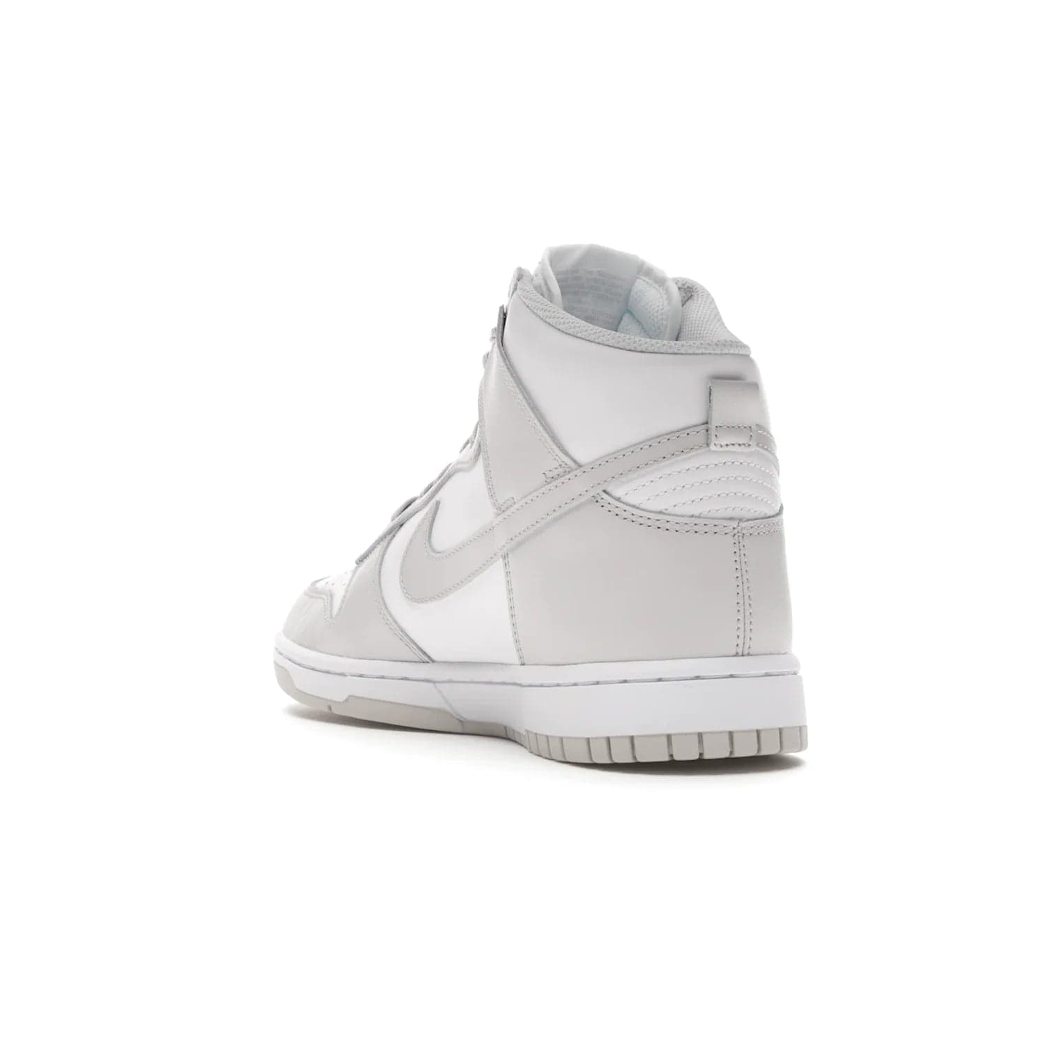 Nike Dunk High Retro White Vast Grey (2021) - Image 25 - Only at www.BallersClubKickz.com - Nike Dunk High Retro White Vast Grey 2021: classic '80s basketball sneaker with a crisp white base, grey overlays, midsole tooling and outsole. Dropped Feb. 2021.