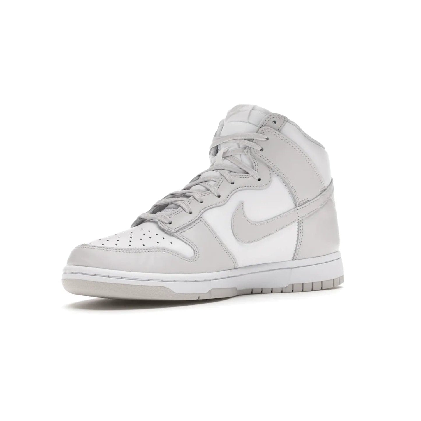Nike Dunk High Retro White Vast Grey (2021) - Image 15 - Only at www.BallersClubKickz.com - Nike Dunk High Retro White Vast Grey 2021: classic '80s basketball sneaker with a crisp white base, grey overlays, midsole tooling and outsole. Dropped Feb. 2021.