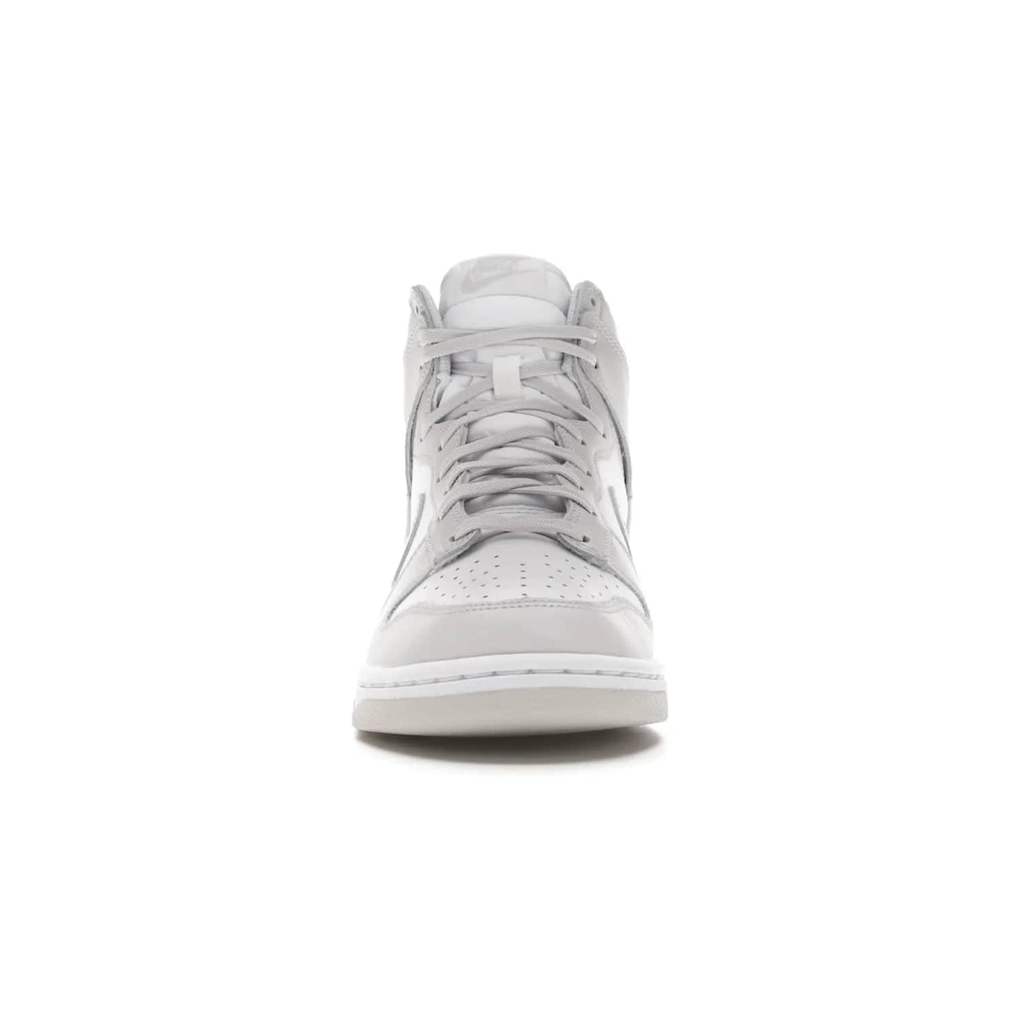 Nike Dunk High Retro White Vast Grey (2021) - Image 10 - Only at www.BallersClubKickz.com - Nike Dunk High Retro White Vast Grey 2021: classic '80s basketball sneaker with a crisp white base, grey overlays, midsole tooling and outsole. Dropped Feb. 2021.