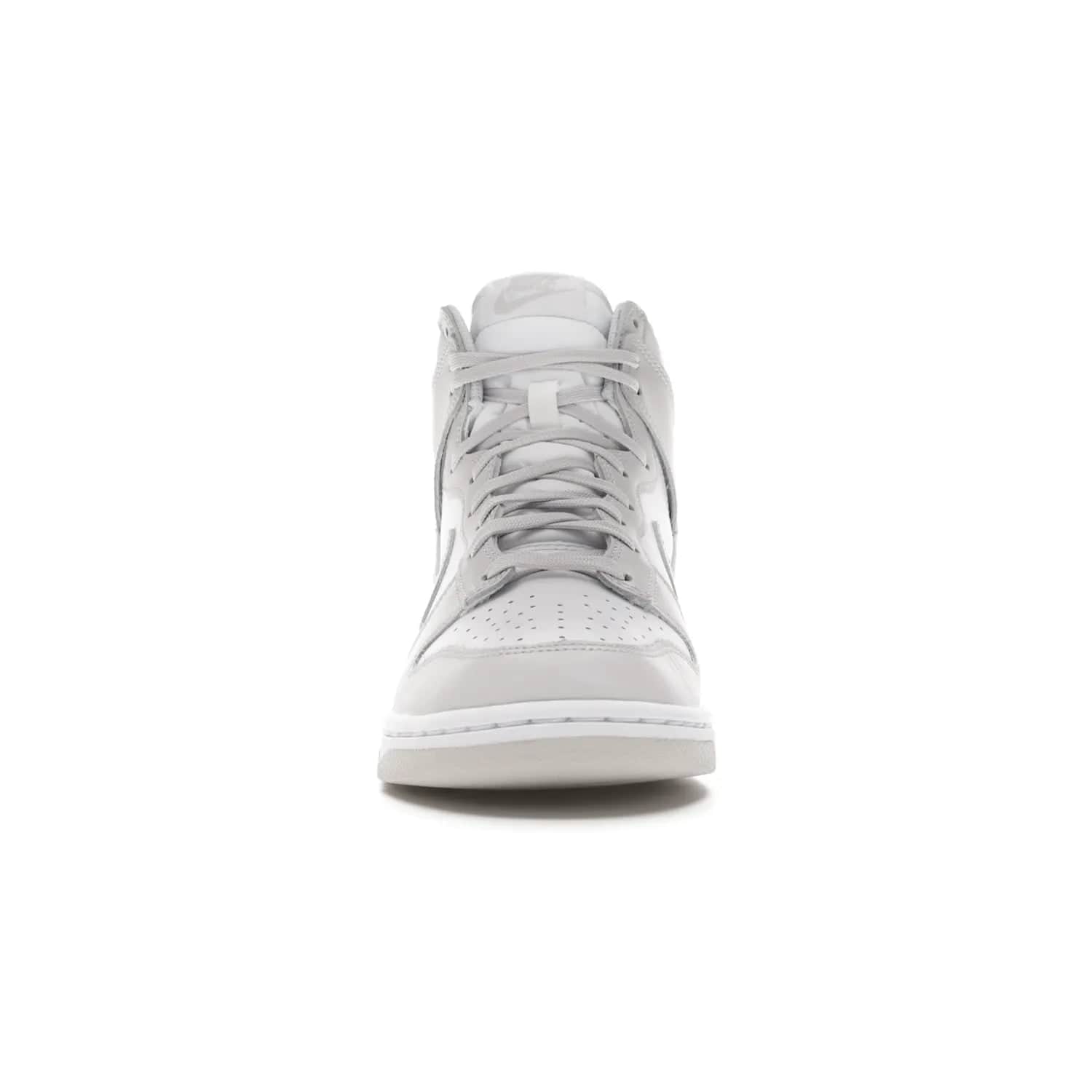 Nike Dunk High Retro White Vast Grey (2021) - Image 10 - Only at www.BallersClubKickz.com - Nike Dunk High Retro White Vast Grey 2021: classic '80s basketball sneaker with a crisp white base, grey overlays, midsole tooling and outsole. Dropped Feb. 2021.