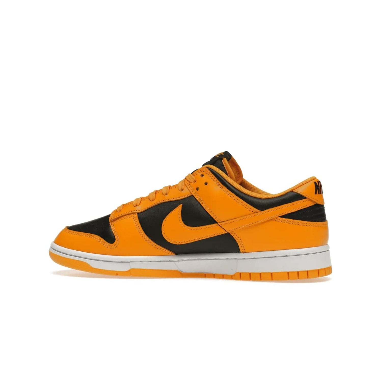 Nike Dunk Low Championship Goldenrod (2021) - Image 21 - Only at www.BallersClubKickz.com - Iconic silhouette Nike Dunk Low is back with a luxe look. Featuring a black upper, goldenrod overlays, and white and yellow Nike Air sole, this retro inspired design is perfect for the sneaker culture enthusiast. Releasing in December 2021 at $100.