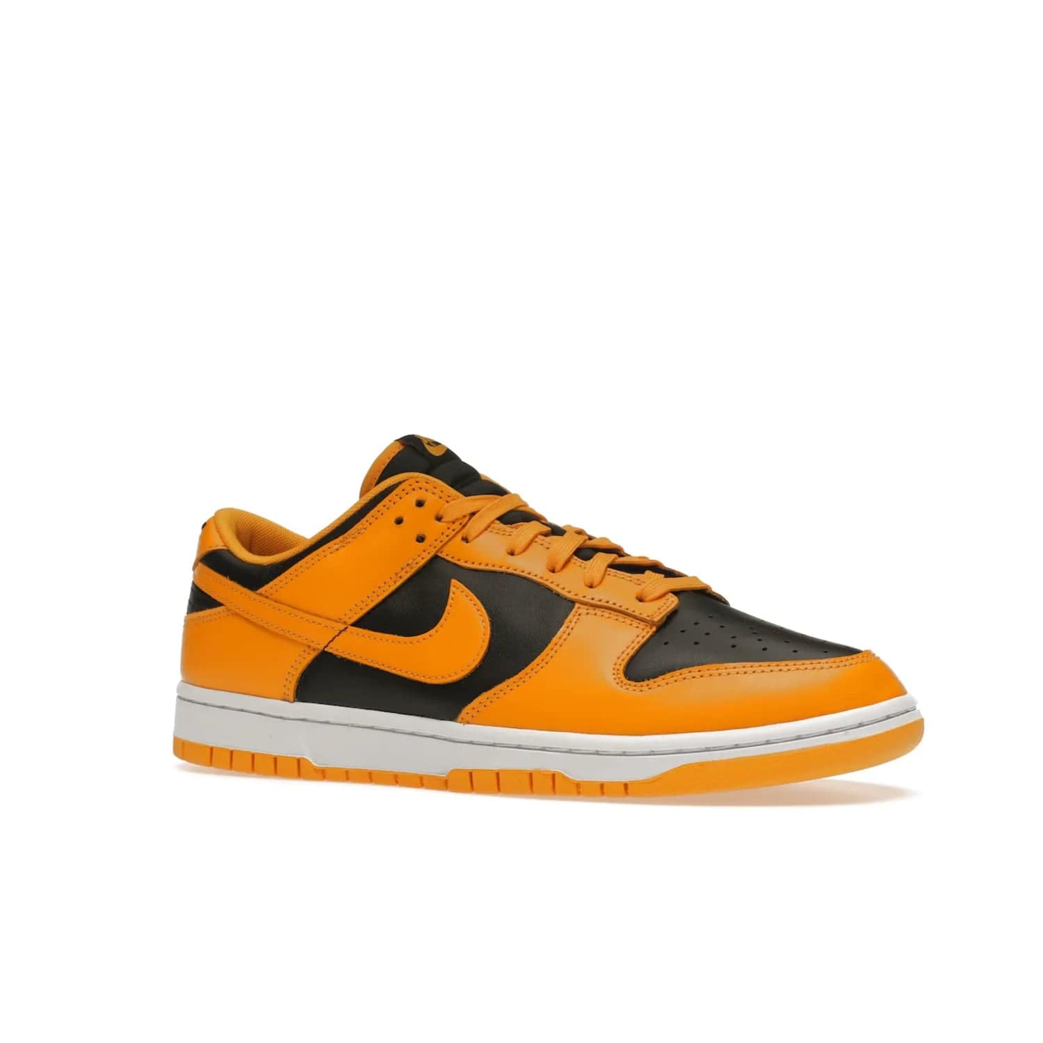 Nike Dunk Low Championship Goldenrod (2021) - Image 4 - Only at www.BallersClubKickz.com - Iconic silhouette Nike Dunk Low is back with a luxe look. Featuring a black upper, goldenrod overlays, and white and yellow Nike Air sole, this retro inspired design is perfect for the sneaker culture enthusiast. Releasing in December 2021 at $100.