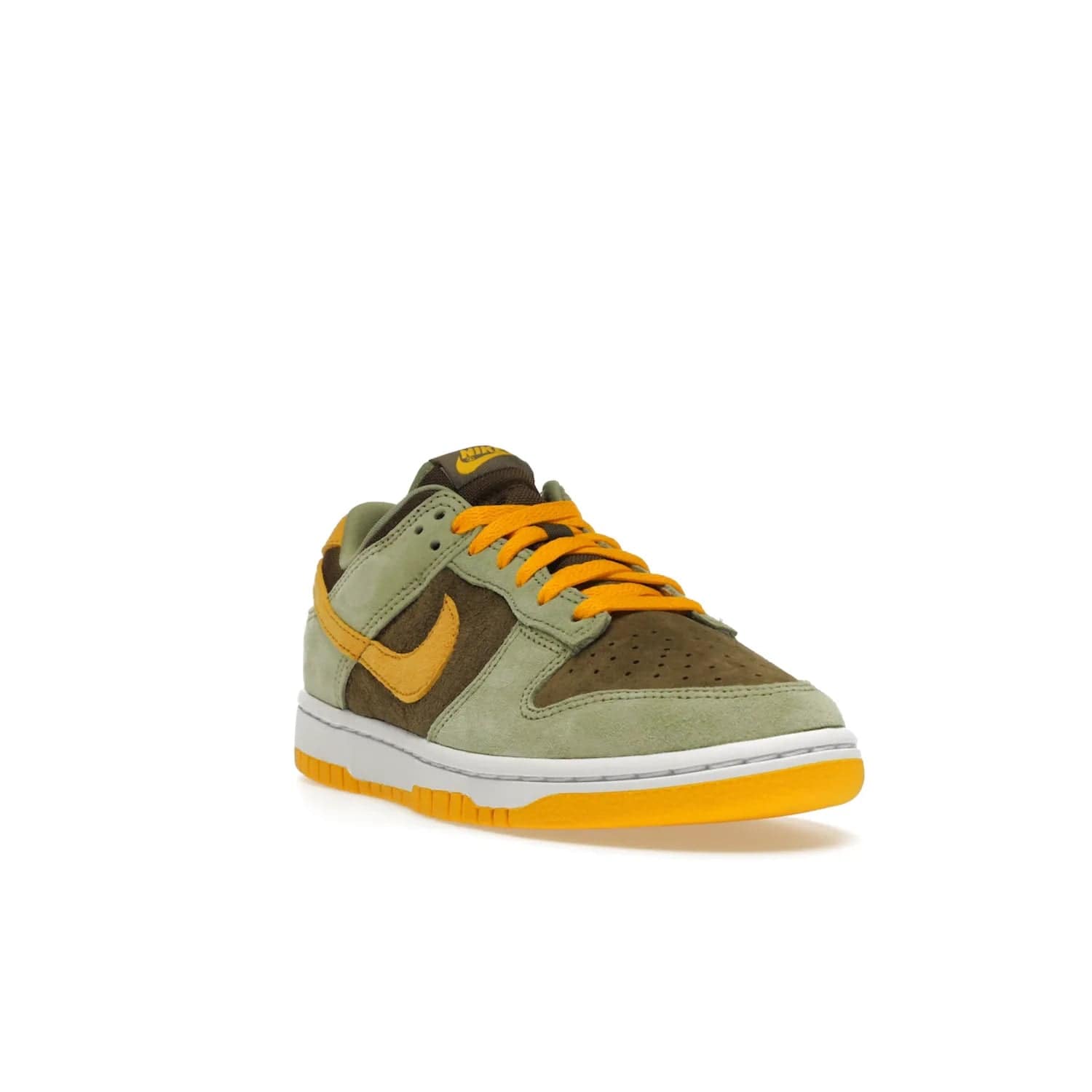 Nike Dunk Low Dusty Olive (2021/2023) - Image 7 - Only at www.BallersClubKickz.com - Nike Dunk Low Dusty Olive brings premium materials and timeless sneaker design to the streets. Pro Gold suede, brown canvas, and Dusty Olive suede upper complete the classic look with a white midsole and Pro Gold outsole. Get the perfect balance of style and comfort with the Nike Dunk Low Dusty Olive.